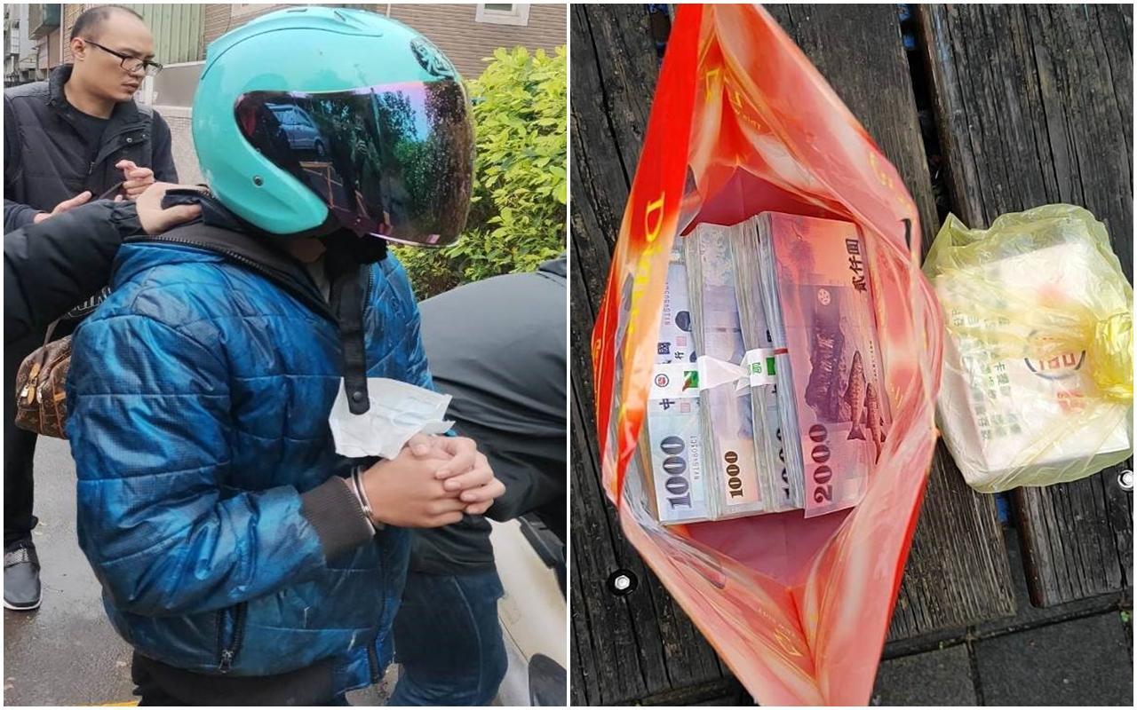 警方查獲持假傳票詐騙獨居老人的車手，還查扣詐騙贓款。（刑事局提供）