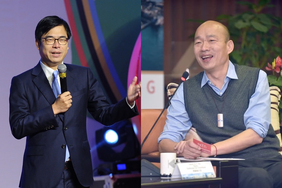 行政院副院長陳其邁與高雄市長韓國瑜為兩岸問題隔空交火。（合成圖，翻攝自陳其邁、韓國瑜臉書）