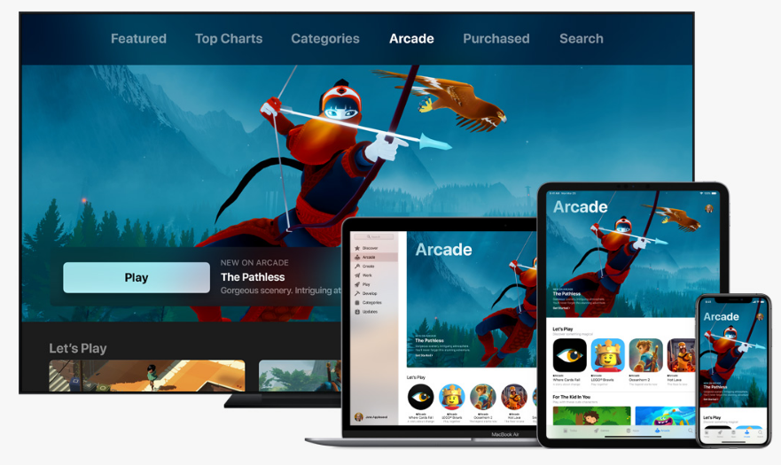 蘋果宣布，將在App Store推出遊戲訂閱服務「Apple Arcade」。（圖：翻攝自蘋果官網）