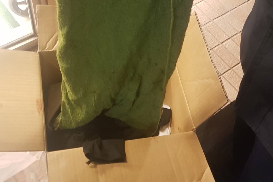 女嬰被人發現時，身上僅包裹單薄的衣物，險些失溫。（翻攝畫面）