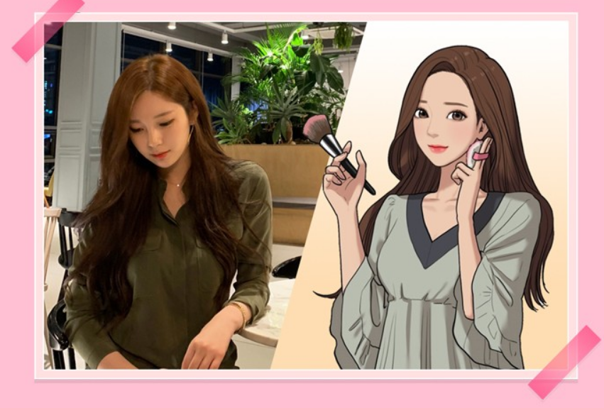 《女神降臨》作者Yaongyi近日曝光，與漫畫女主角幾乎一模一樣。（翻攝LINE WEBTOON）