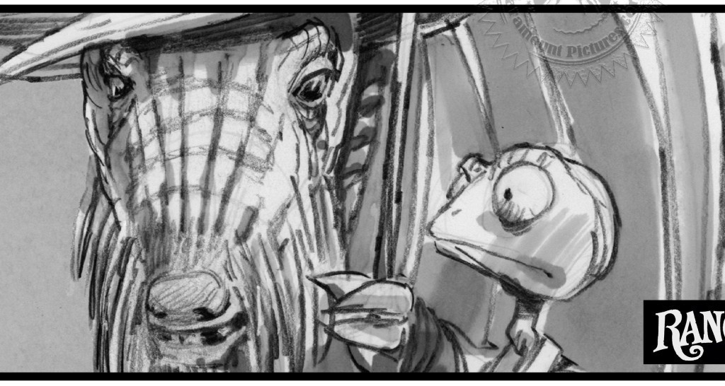 動畫片的製作流程很獨特，分鏡插畫家要蒐集更多資料，圖為戴夫勞瑞參與的動畫長片《飆風雷哥》的劇照和分鏡圖。（翻攝自animationguild.org）