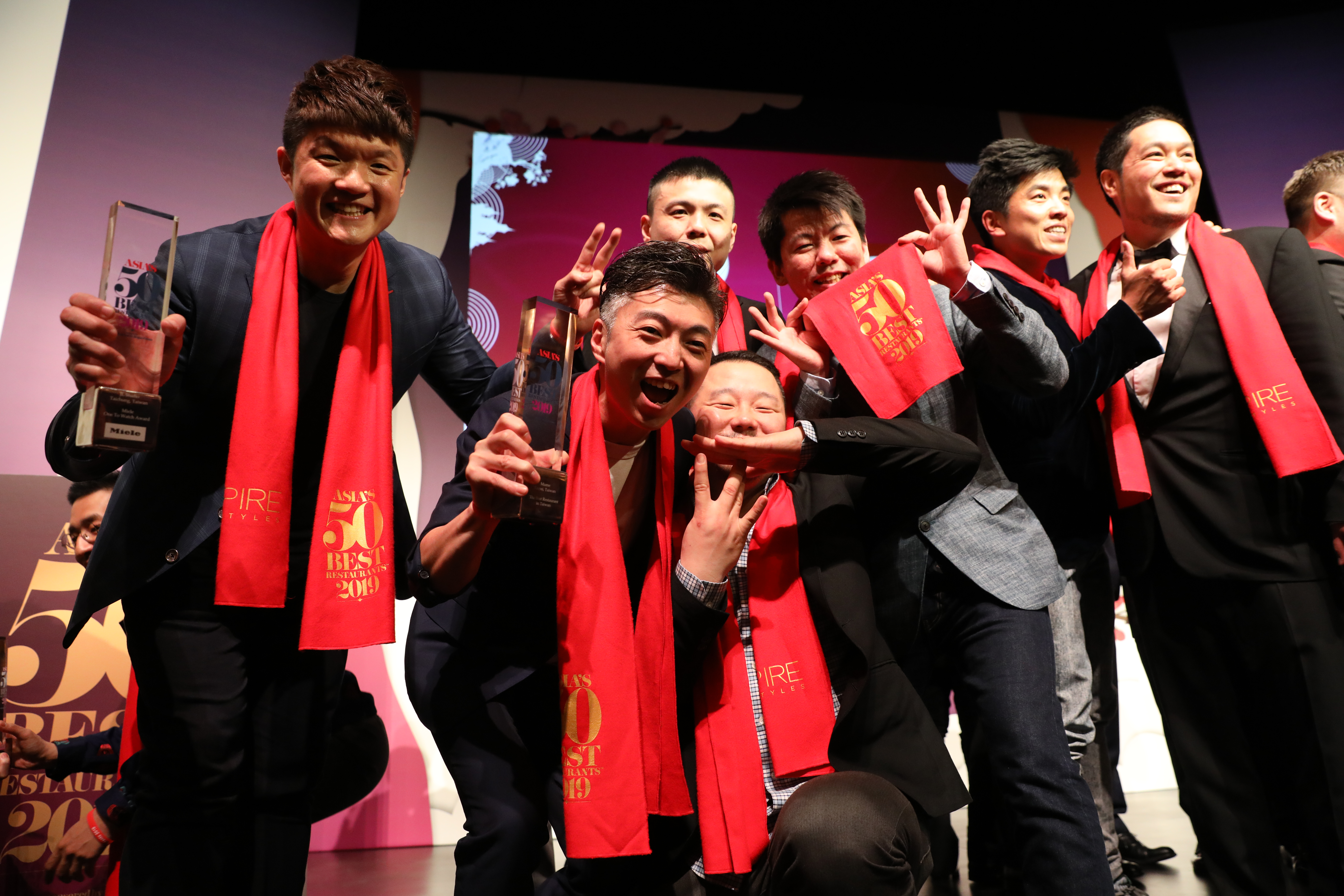 台灣今年有（左至右）「JL Studio」「MUME」「RAW」「祥雲龍吟」4間餐廳入選亞洲50最佳餐廳榜單。