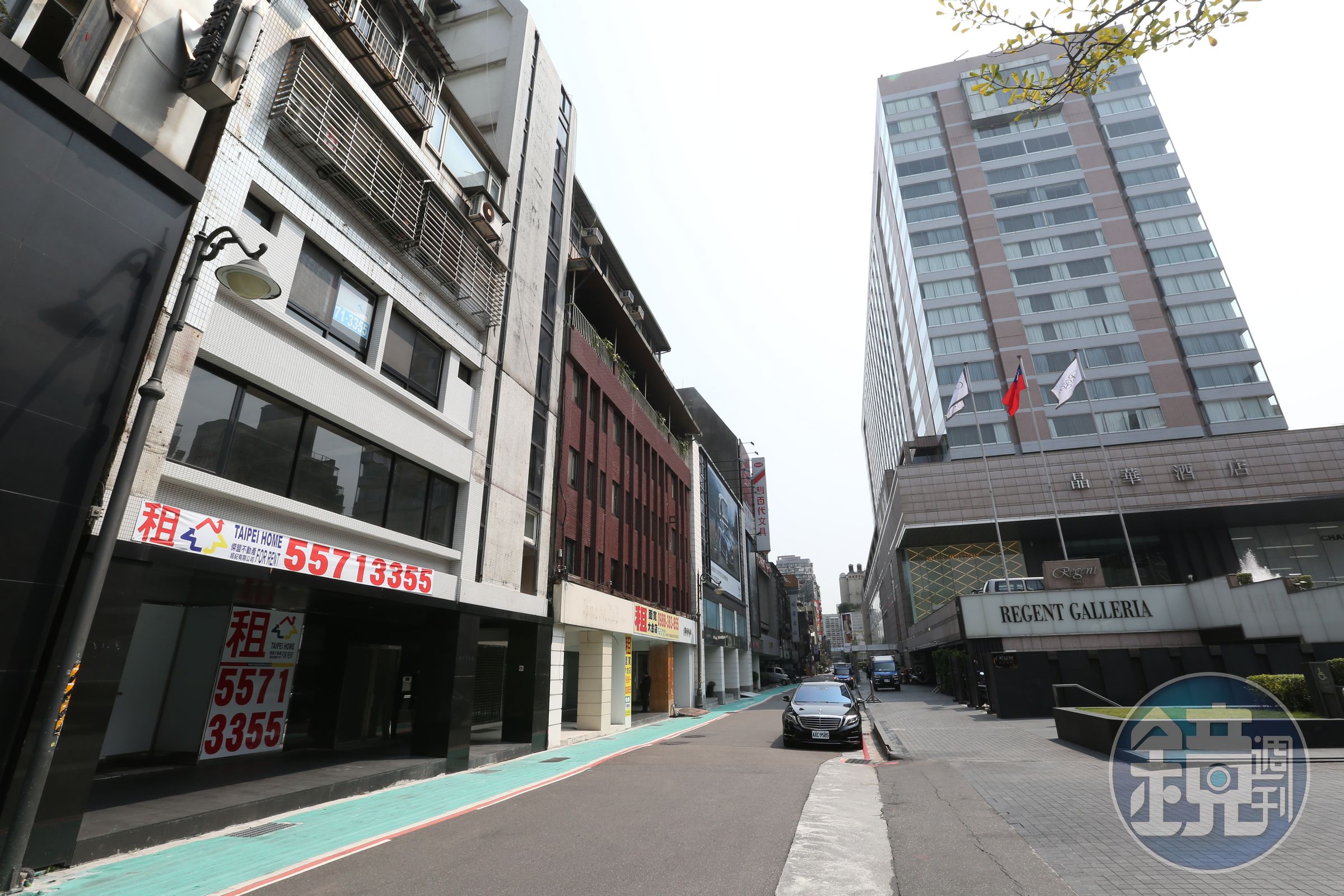 中山北路晶華酒店附近商圈，中山北路2段45巷內出租店面。