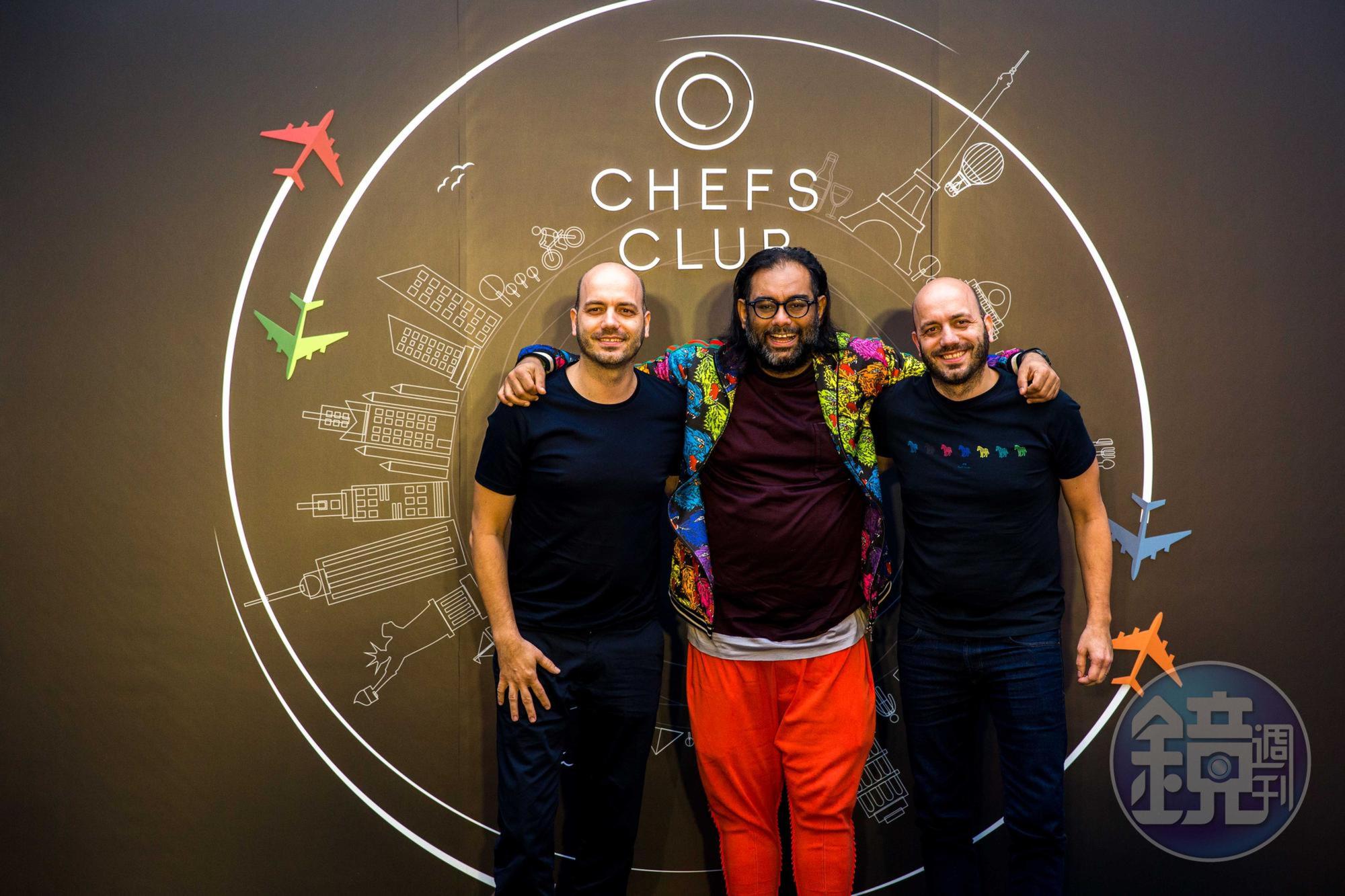 主廚Gaggan Anand（中）與德國雙胞胎主廚Mathias Sühring、Thomas Sühring的餐廳皆入選今年「亞洲50最佳餐廳」。