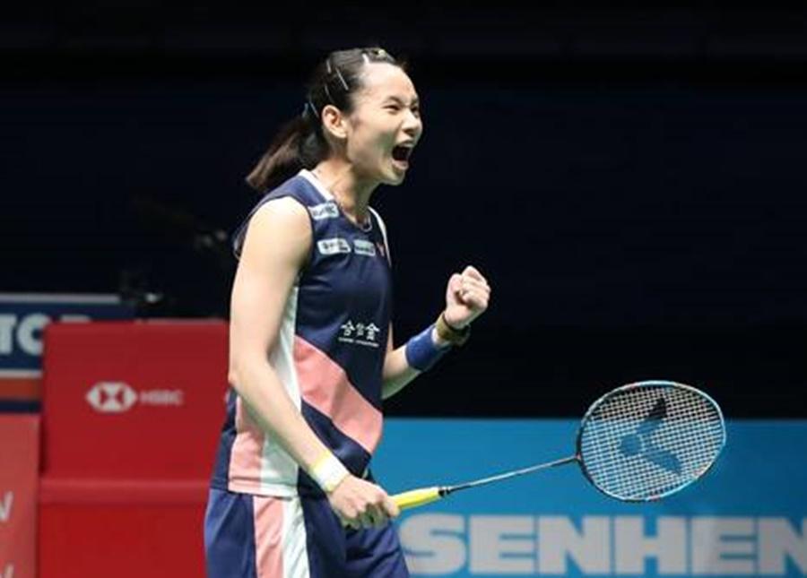 戴資穎7日在大馬公開賽中，擊敗日本選手山口茜，達到三連霸。（圖取自戴資穎臉書）