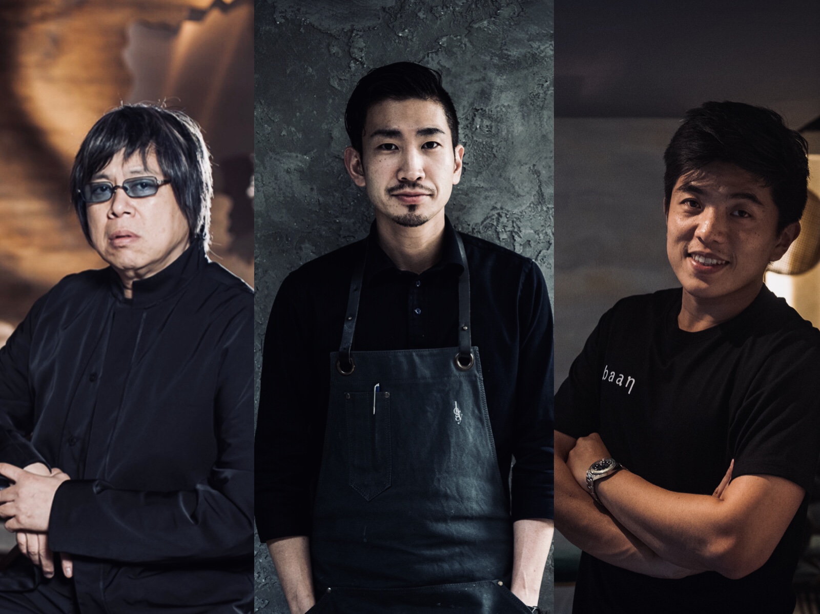 米其林星星在台北閃耀之後，來自香港、日本、泰國的國際名廚紛至沓來。香港「廚魔」梁經倫（由左至右）、logy日籍主廚田原諒悟與泰國名廚Chef Ton均來台展店。