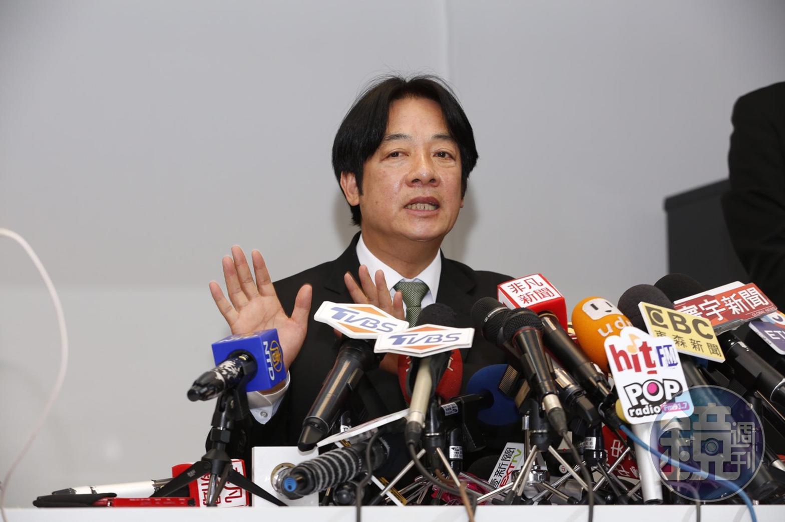 民進黨總統黨內初選候選人賴清德下午開記者會希望初選期程不要延後。