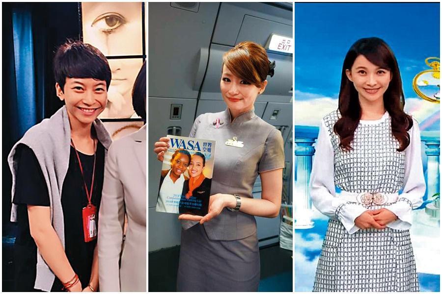 王又正有空姐老婆陳天儀（中），傳言他曾交往主播前女友吳宣儀（左），現在又爆出和氣象主播周瑜茹（右）喝咖啡約會。