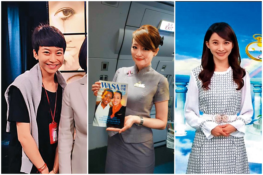 王又正有空姐老婆陳天儀（中），傳言他曾交往主播前女友吳宣儀（左），現在又爆出和氣象主播周瑜茹（右）喝咖啡約會。