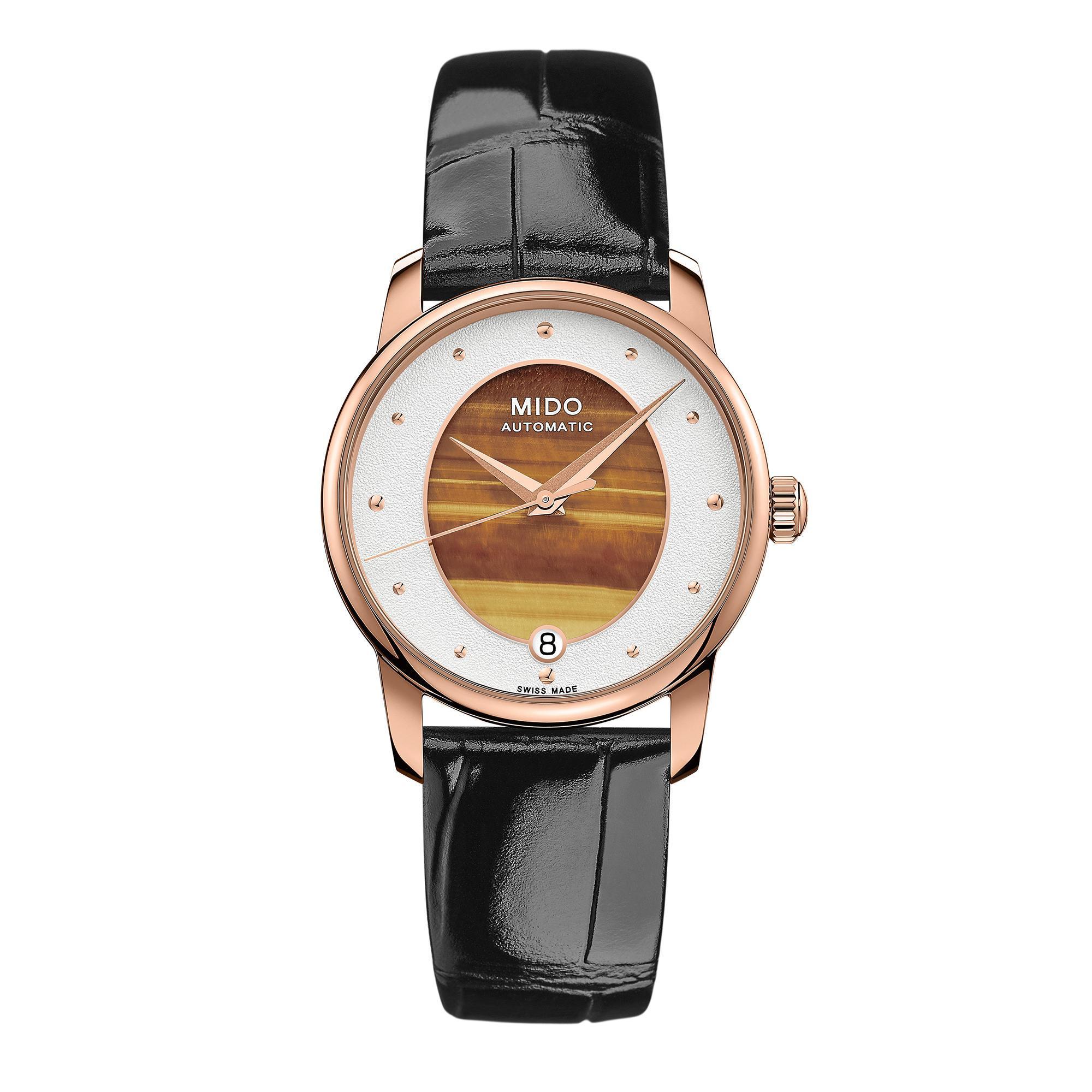 美度全新的Baroncelli Wild Stone永恆系列彩石腕錶，彩石面盤讓人想起上個世紀的復古情懷，也是目前最容易入手的彩石面盤錶。定價NT$31,600。