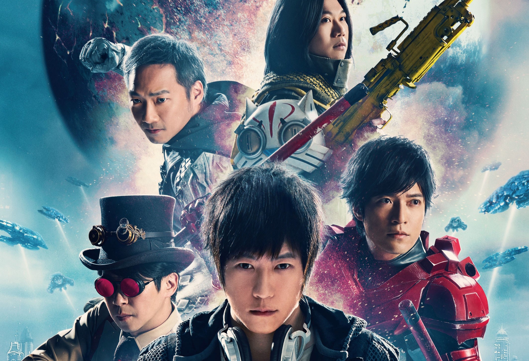 五月天扮演「第五分隊」不同角色，怪獸是Mr. Monster，石頭是Lonely Stone，冠佑是十字弓射手，瑪莎是地獄貓，阿信是Honey Potter。（華納兄弟提供）