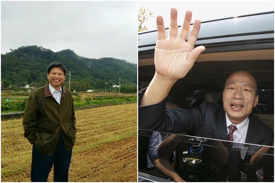 高雄市長韓國瑜日前發佈5點聲明,回應是否參選總統,政大地政系教授徐世榮則認為,他是一位「夭鬼假謝意」的政客。(左圖翻攝徐世榮臉書)