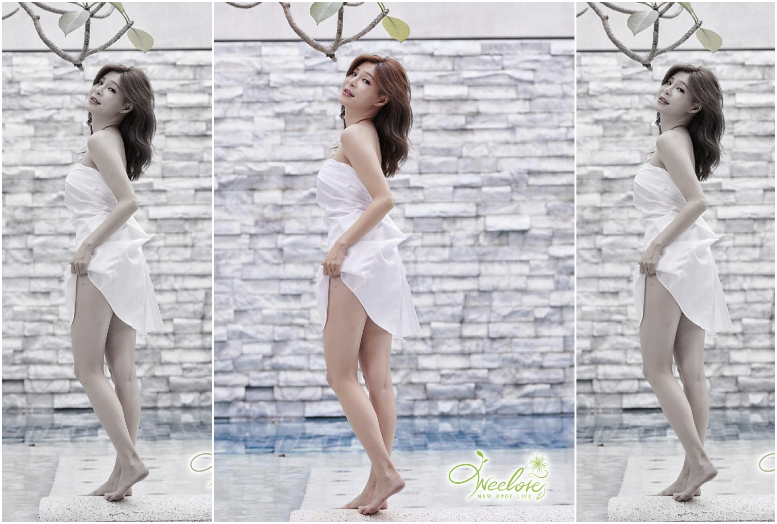 孟慶而代言Weelove 葳樂熱蠟除毛，特地拍了只用被單包裹的全裸性感照。（葳樂提供）