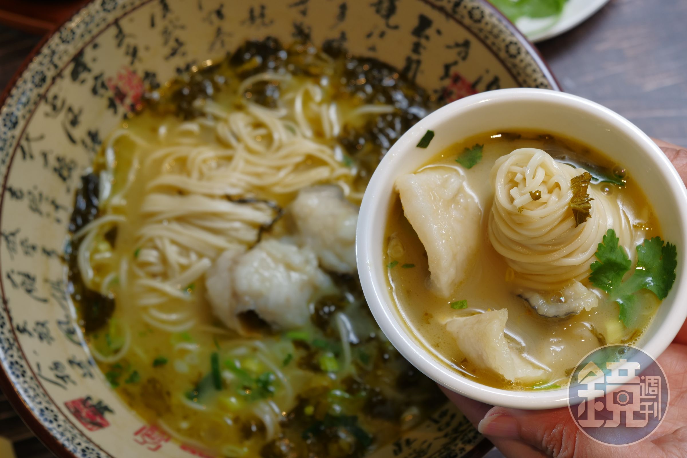 「招牌雪菜黃魚麵」湯頭鮮濃、魚肉鮮嫰。（368元／份）