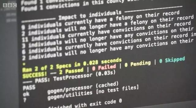 《BBC》網站報導Code for America幫助分析法庭文件。（來源：BBC）