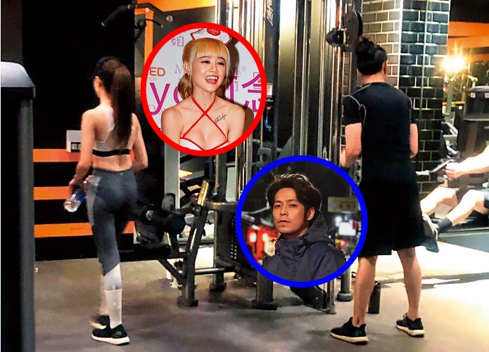 4月29日，何念兹（左）和陳希騰（右）被民眾直擊現身中和健身房運動，但全程幾乎沒交談，刻意避人耳目。（讀者提供）