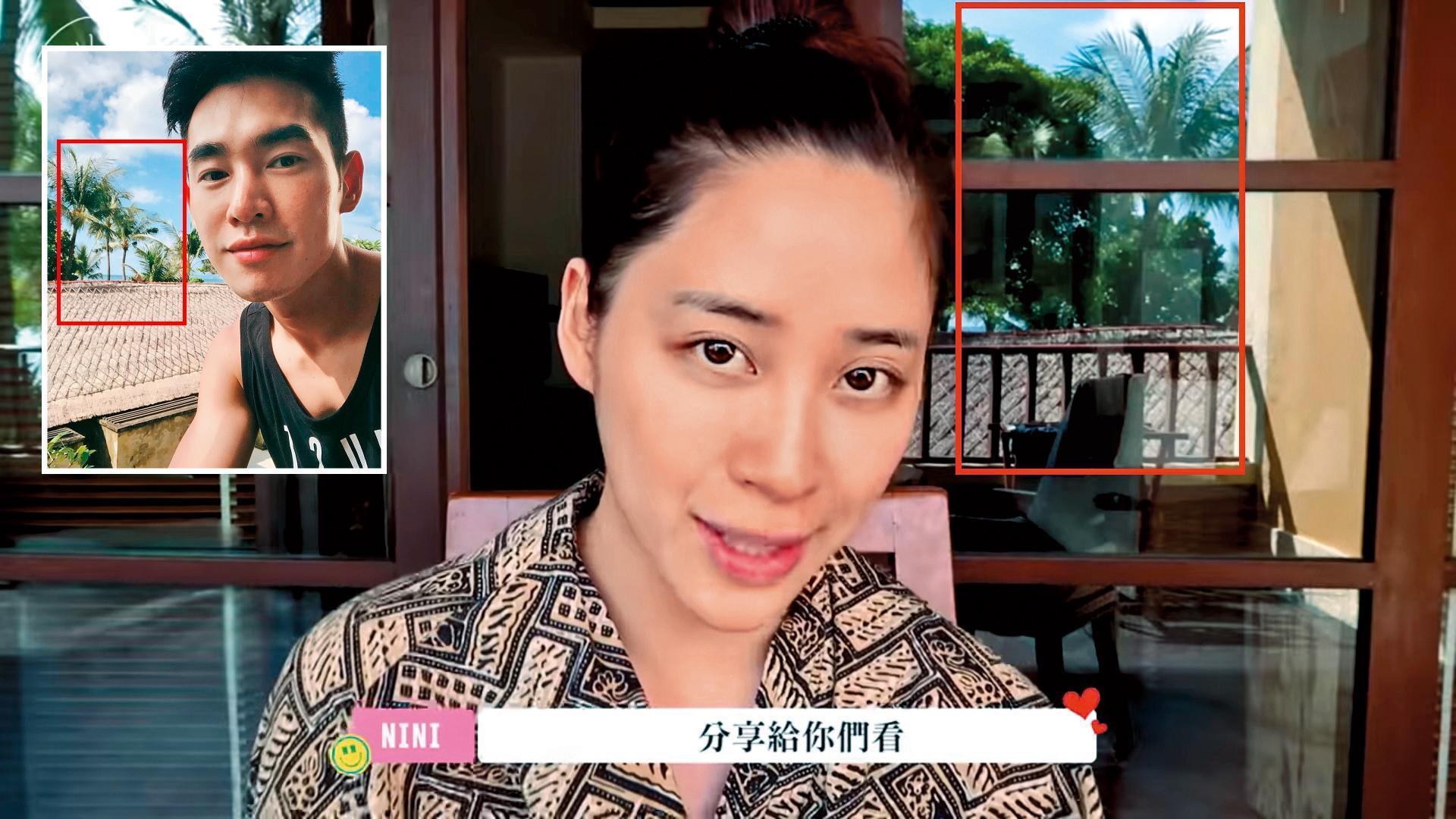 根據照片及影片的屋簷和椰林背景，歐陽妮妮跟張書豪一起到峇里島度假無誤。（翻攝自張書豪IG）