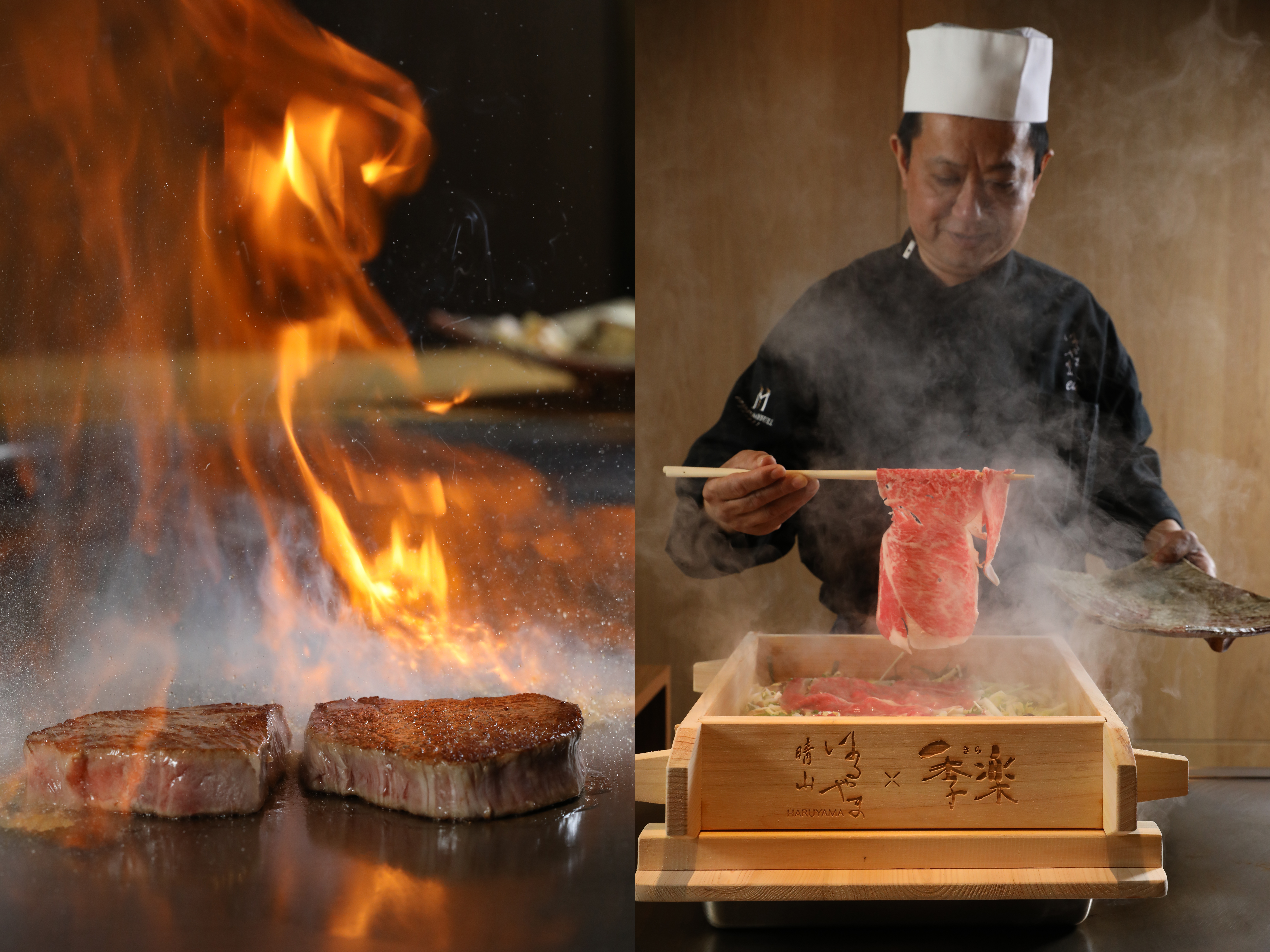 「台北美福大飯店」的「晴山日本料理」花半年引進佐賀牛，推出鐵板燒和蒸籠吃法，一焦香一柔嫩，滿足媽媽的兩種味蕾。