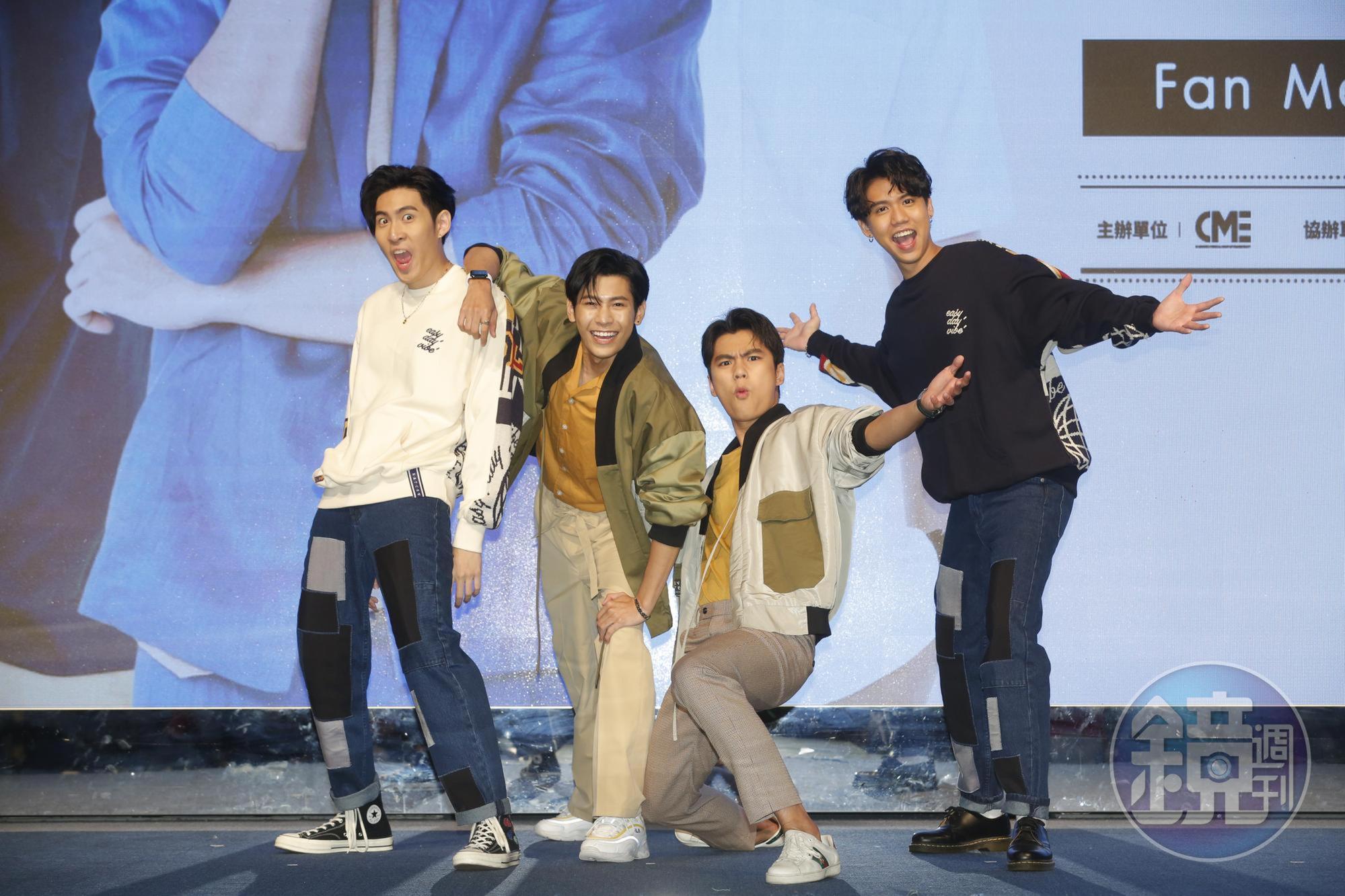 BL泰劇《他在清明來看我》演員Gunsmile(左起)、Singto、Ohm與Sing在台北舉辦見面會。