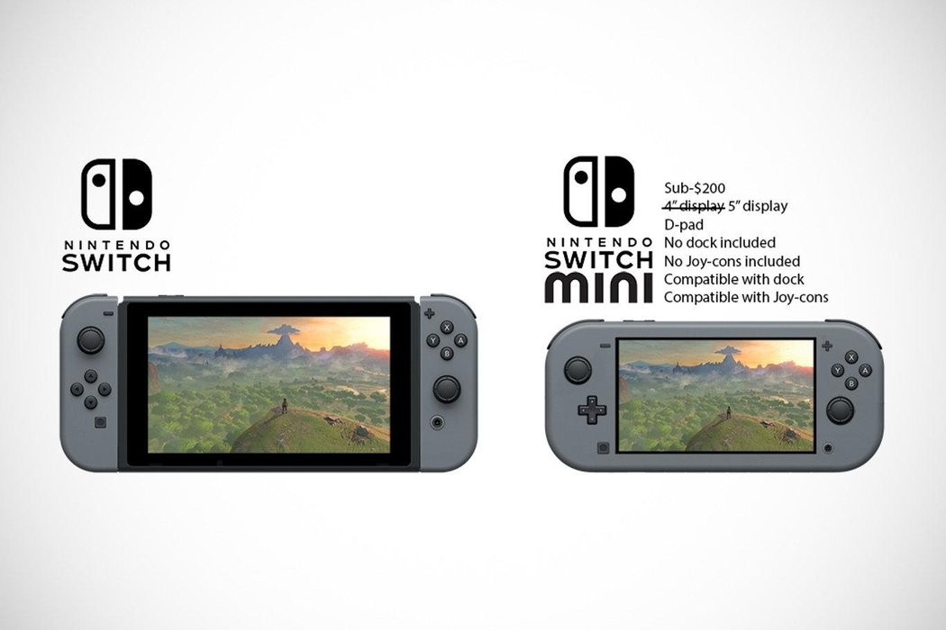 網友為謠傳已久的迷你型掌機「Switch Mini」製作的模擬圖。（圖片來源：網路截圖）