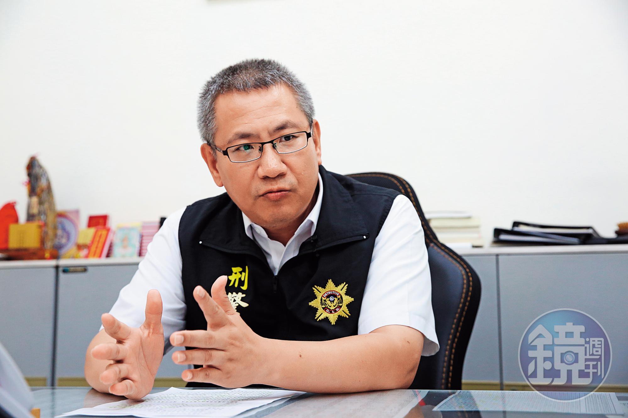台中市警一分局偵查隊長吳柏羲(圖)說,陳明峰傳簡訊故布疑陣,反而露餡。