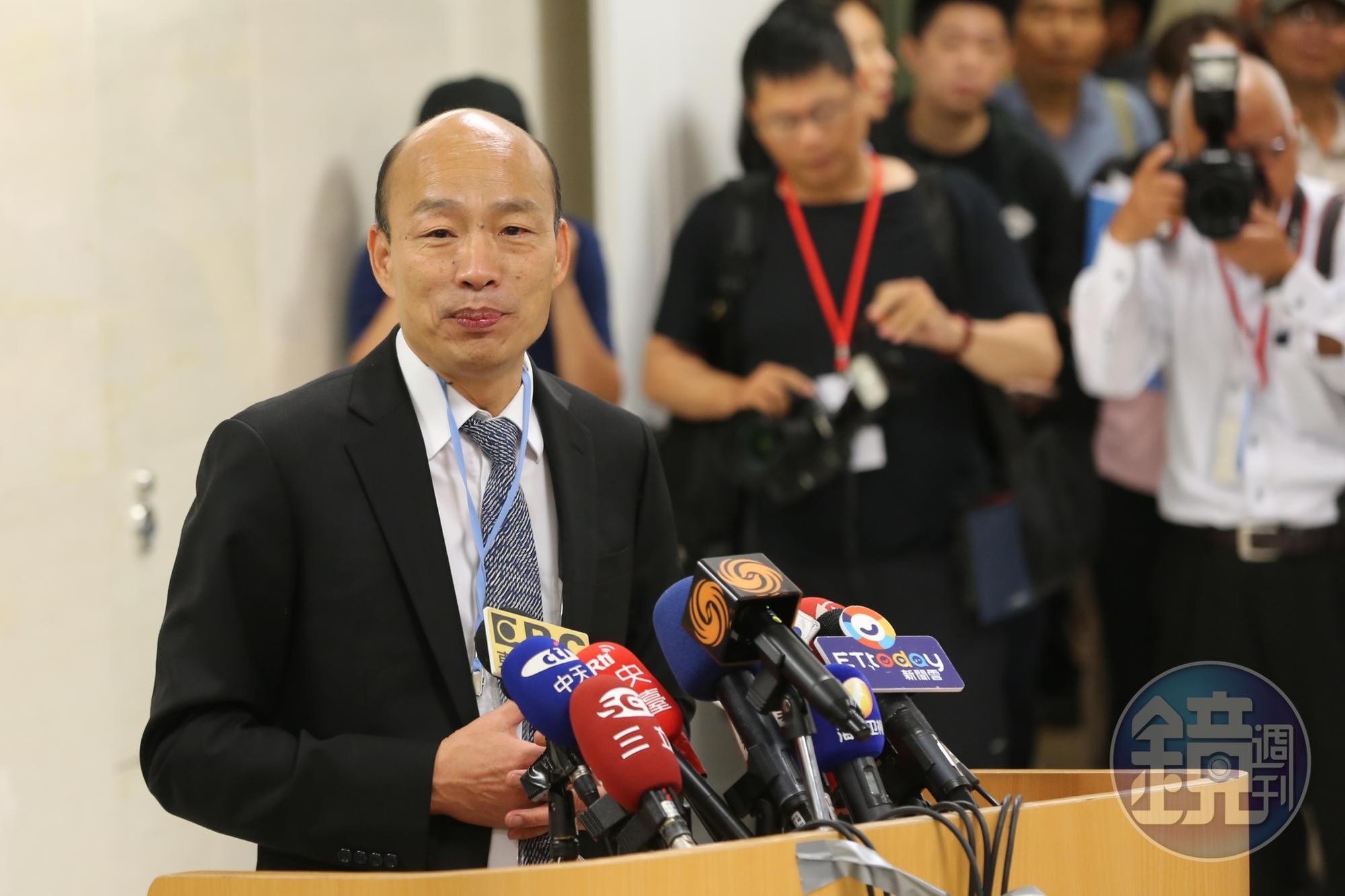 面對已有部分韓粉募款為他助選總統，韓國瑜今天嚴詞拒絕。（本刊資料照）
