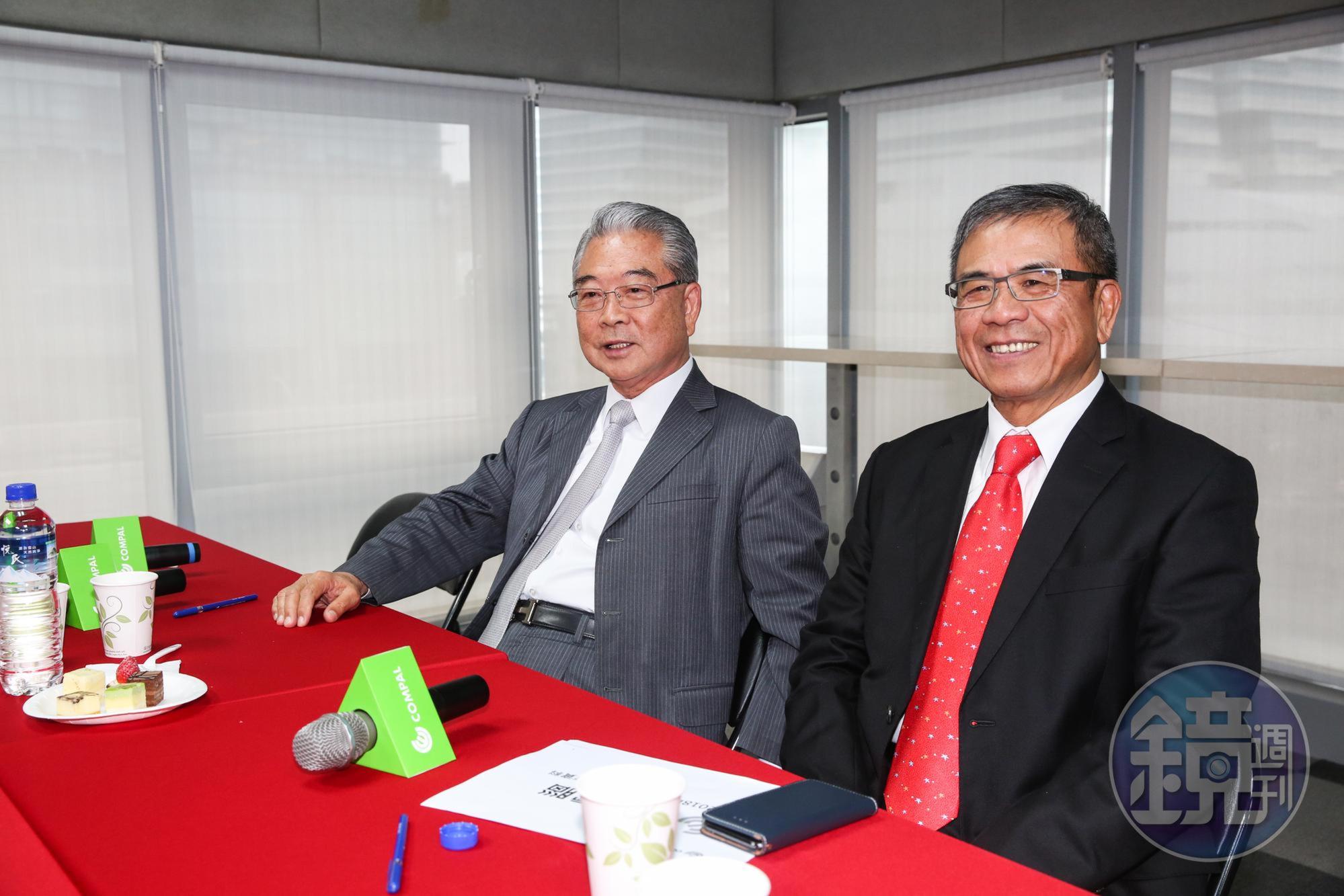 仁寶董事長許勝雄(右)與副董事長陳瑞聰(左)4年多來積極轉型投入醫療產業。