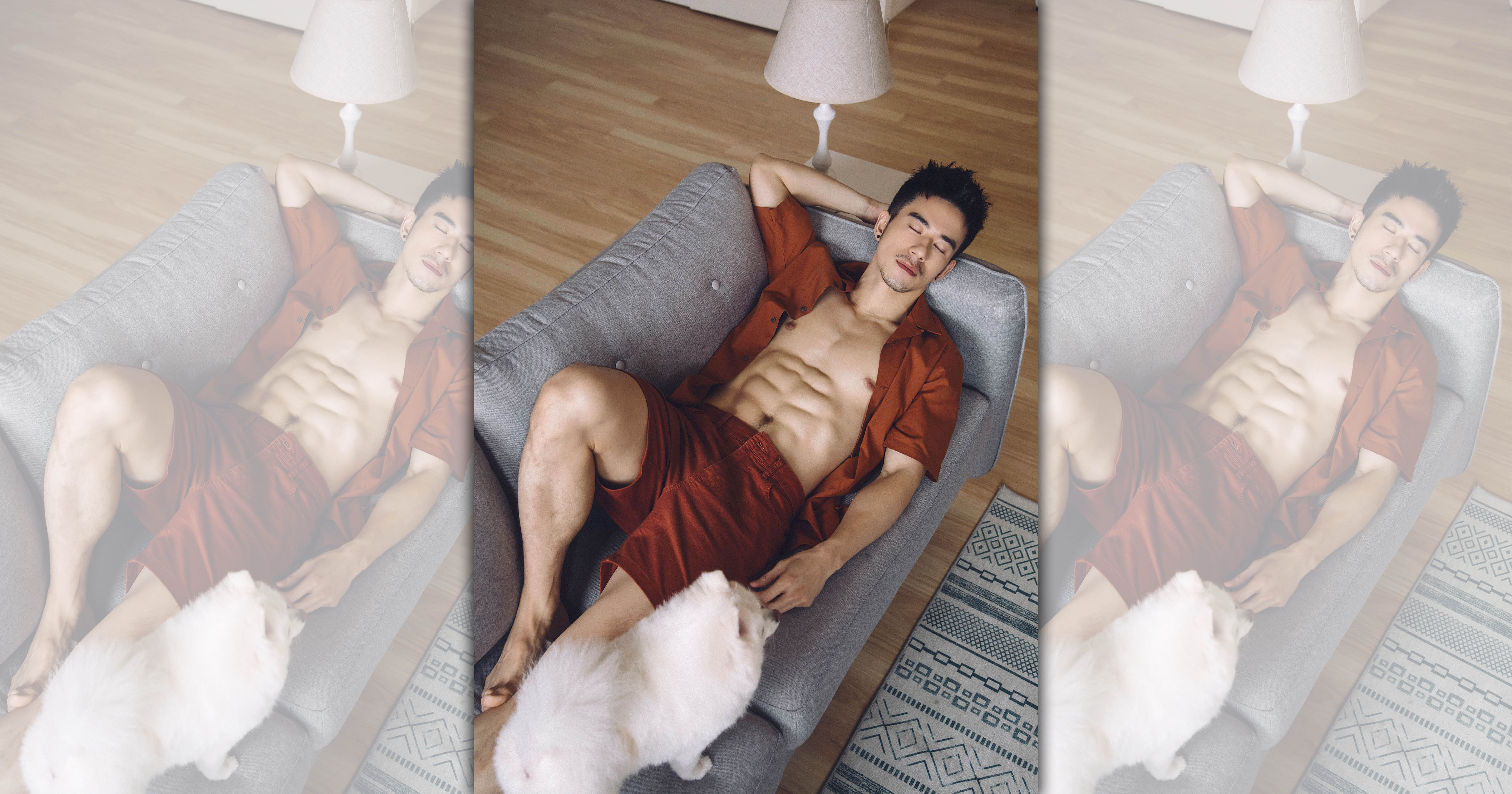 JR獻出寫真處女秀，大秀八塊腹肌，號稱尺度無上限。（惟援提供）