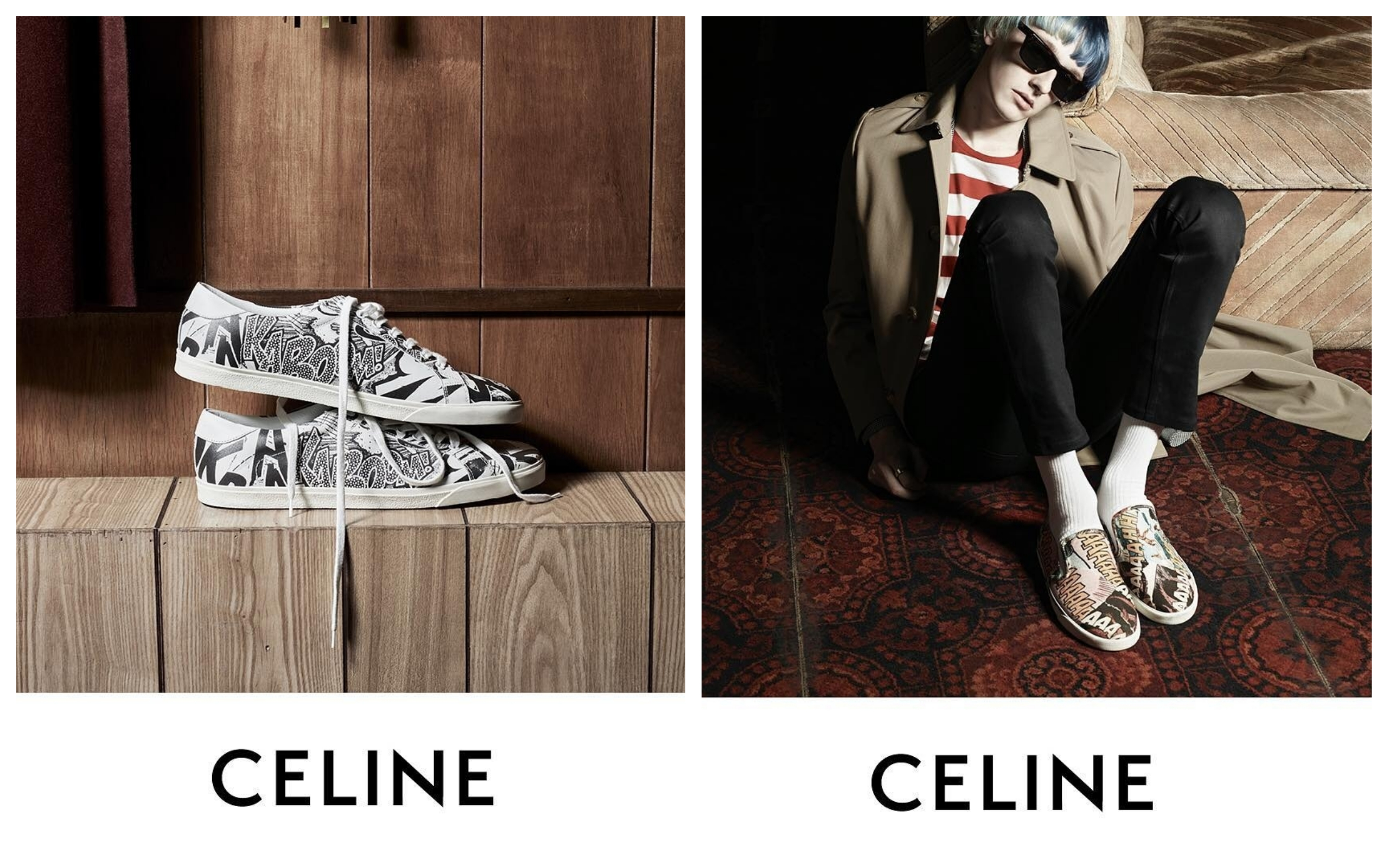 新款的ELLIOT系列與TRIOMPHE系列的形象照，滿滿藝術總監Hedi Slimane的風格。（CELINE提供）