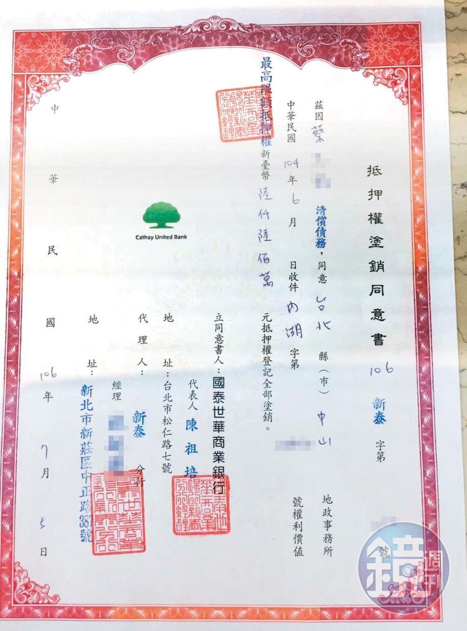 蔡姓建商為了買徐乃麟的豪宅向銀行貸款6,600萬元,全被徐拿走,房屋也未點交。(當事人提供)