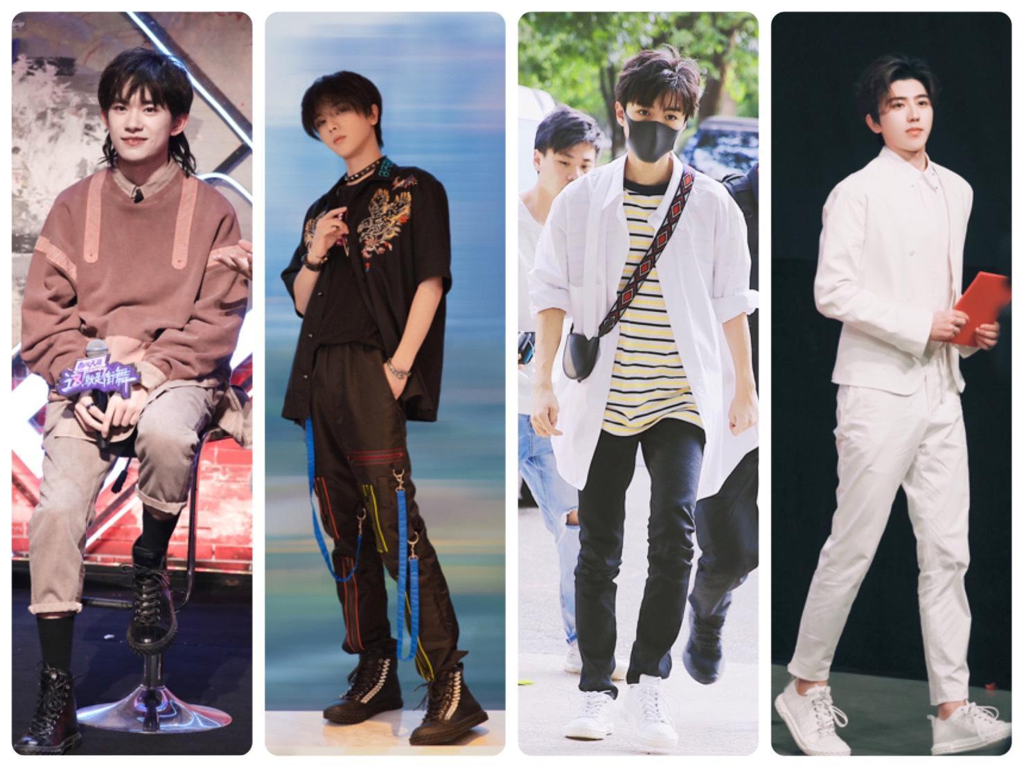(左起)易烊千璽、華晨宇、王俊凱、蔡徐坤,都是Giuseppe Zanotti的Blabber粉絲。(Giuseppe Zanotti提供)