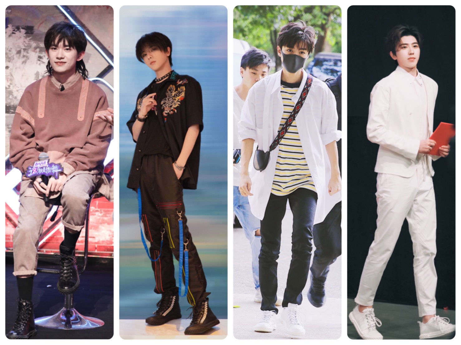 （左起）易烊千璽、華晨宇、王俊凱、蔡徐坤，都是Giuseppe Zanotti的Blabber粉絲。（Giuseppe Zanotti提供）