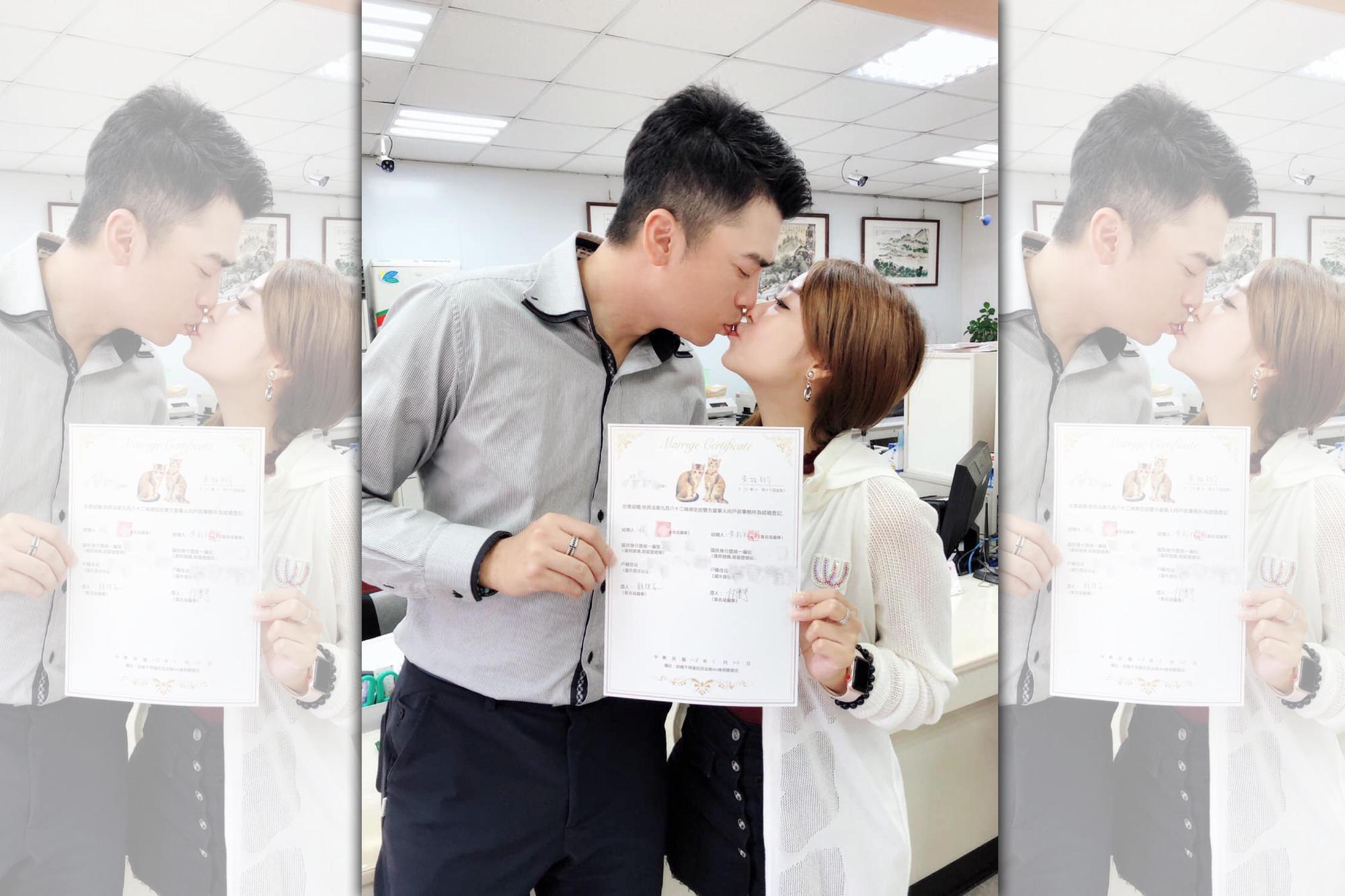 林匯喬在IG中,開心宣布與阿翔登記結婚。(翻攝自林匯喬IG)