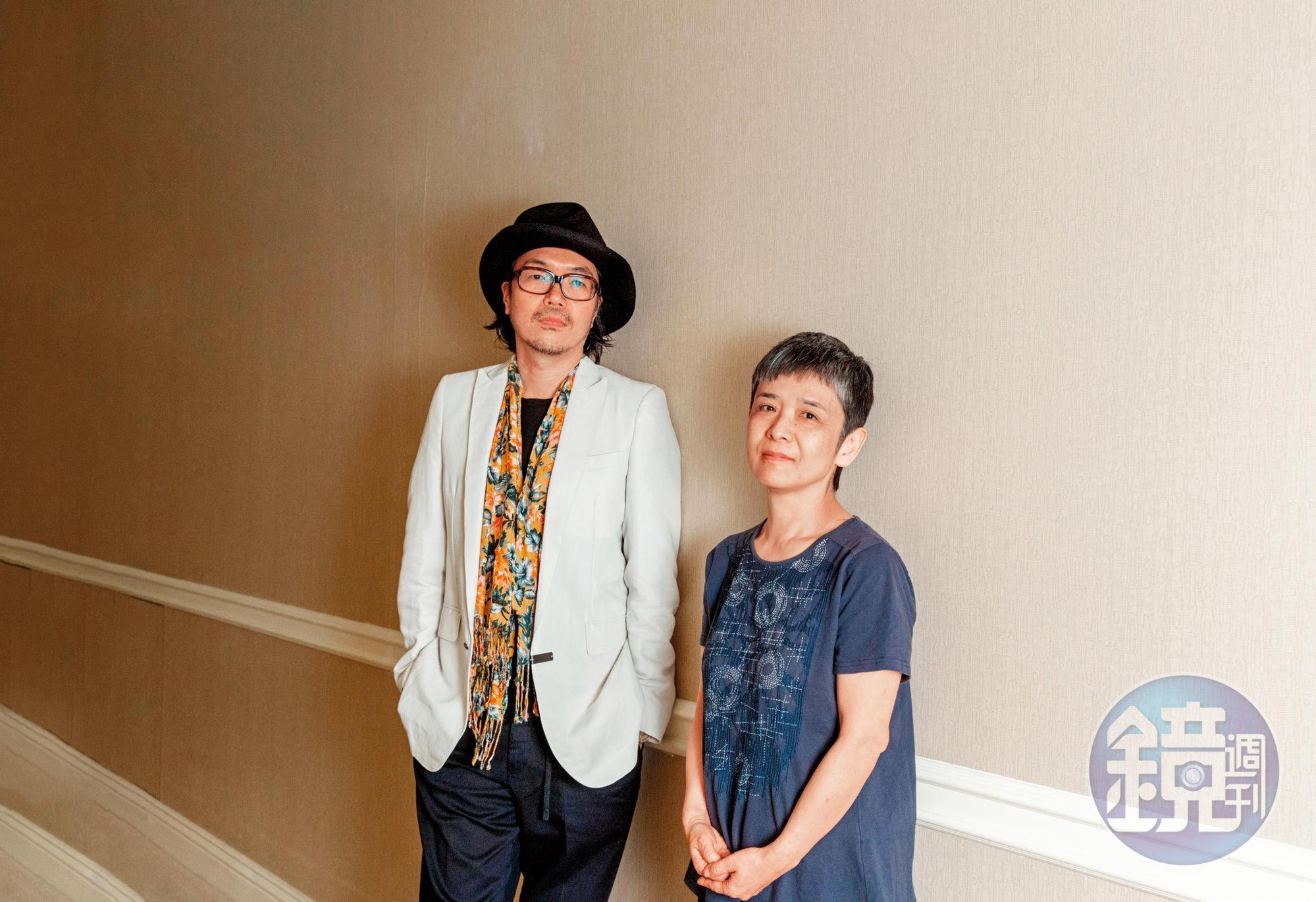 半野喜弘(左)和小坂史子是舊識,半野寫《亡命之途》的劇本時便打定主意,電影若在台灣拍攝,便找她擔任監製。