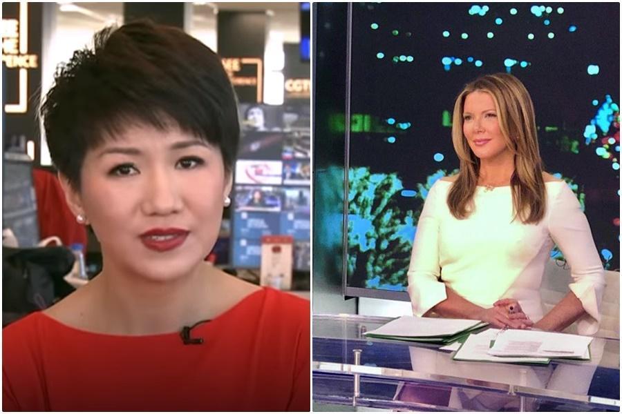 中美貿易戰燒到中美兩國主播台，雙方約直播辯論引起大批網友關注。（翻攝Youtube、Trish Regan臉書）