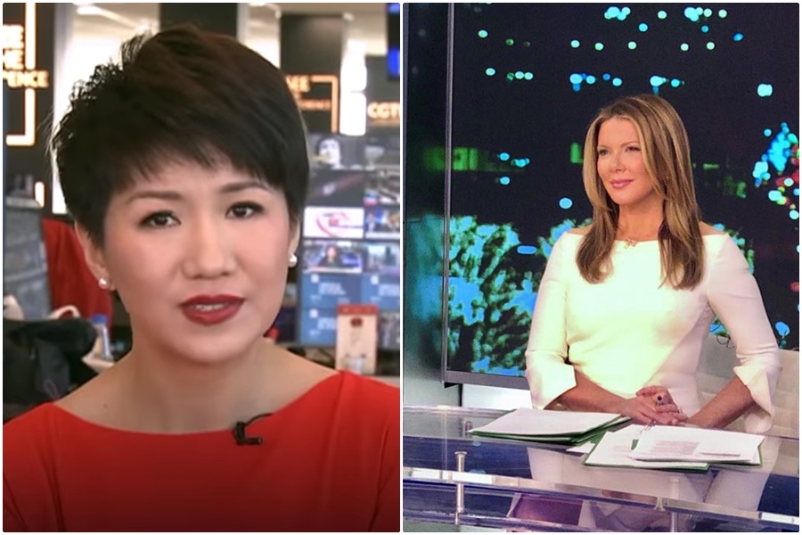 中美貿易戰燒到中美兩國主播台，雙方約直播辯論引起大批網友關注。（翻攝Youtube、Trish Regan臉書）