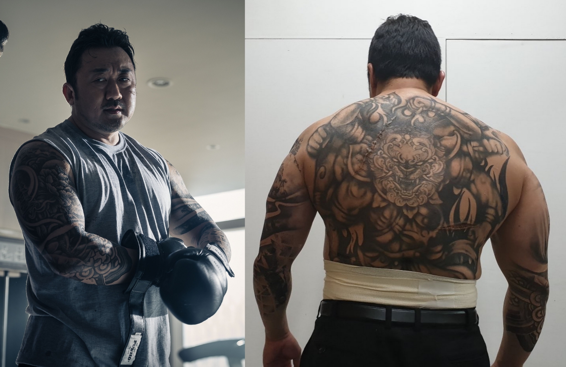 馬東石在《極惡對決》身上的半身刺青請來專業美術設計，從40個方案中選出。（威視電影提供）
