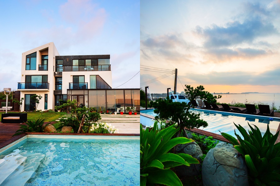 「愛麗詩會館」位於港子村，環境安靜清幽，很適合度假放鬆，最棒的是早晨從民宿望出去就可以欣賞澎湖的日出。