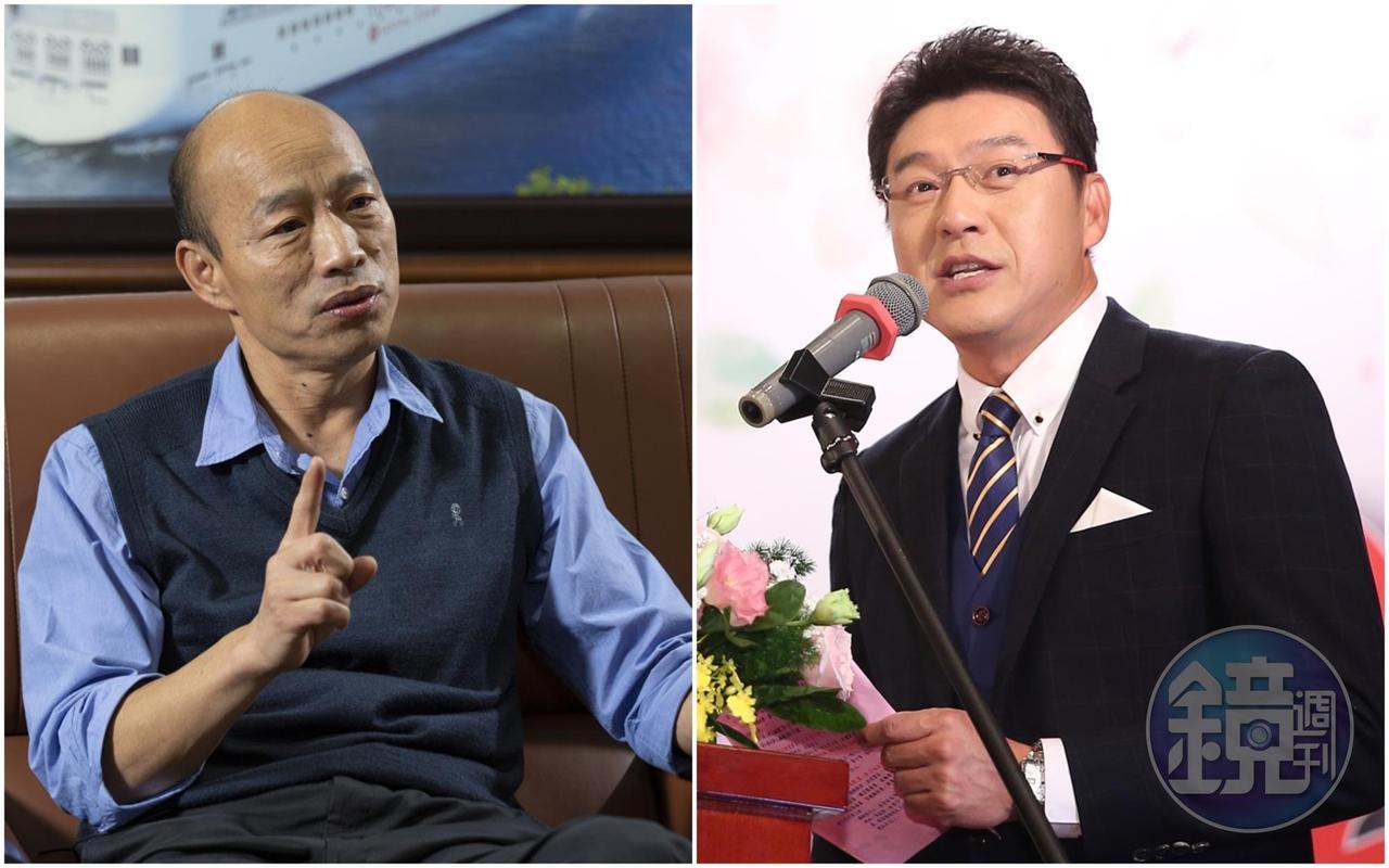 名律師謝震武（右）在節目上提醒，韓國瑜（左）提告後可能背負的是誣告，「如果萬一有，那韓市長後面也不要混了。」