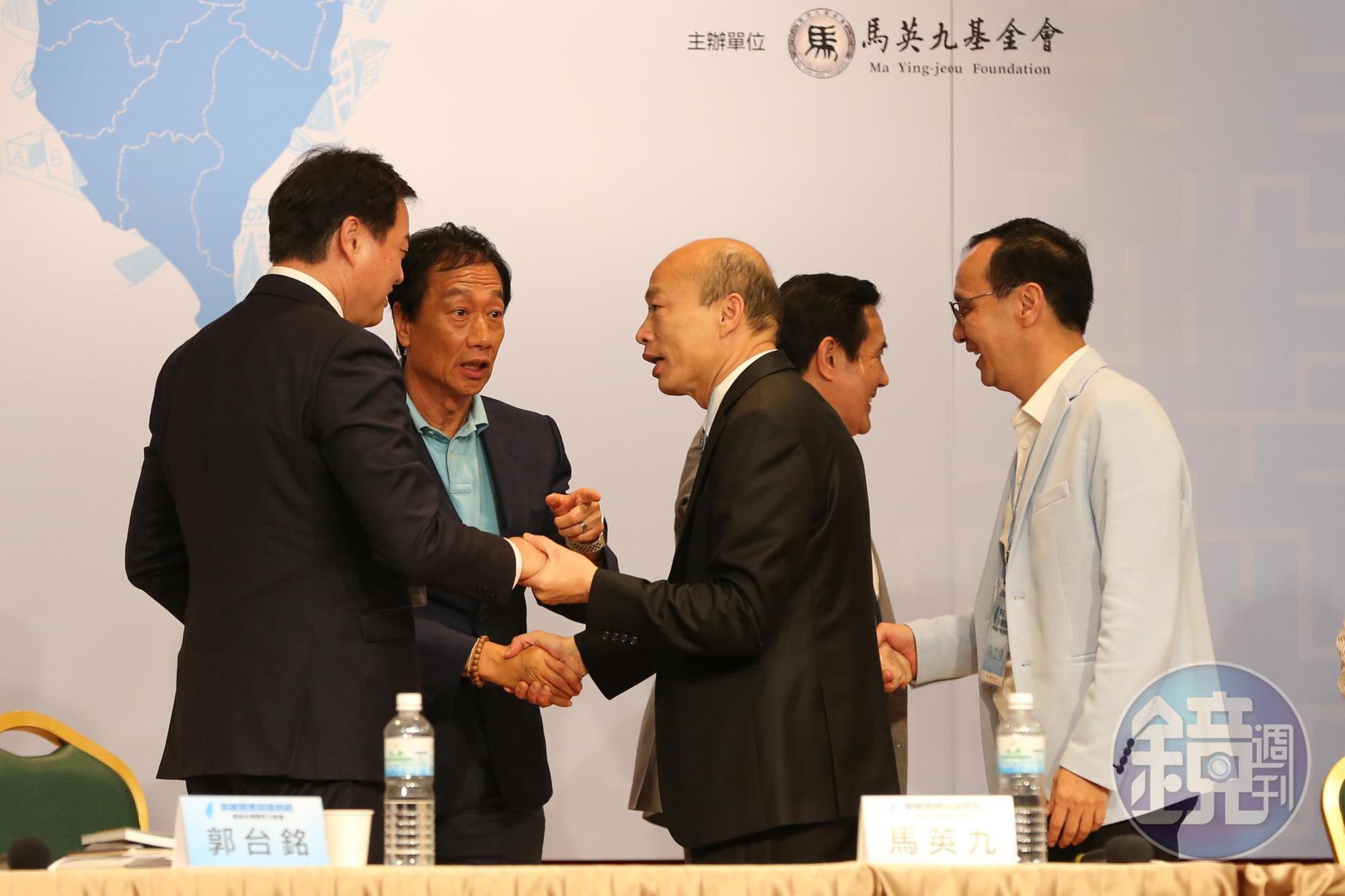 鴻海郭董認為韓國瑜大談的「簽訂FTA、發財外交」口號像在抄他的。（資料照）