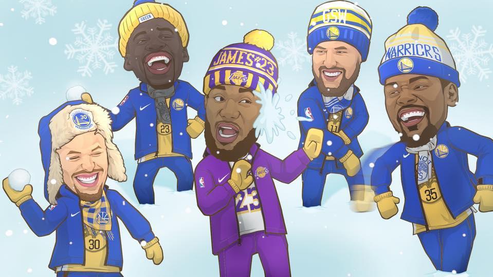 2018年NBA耶誕大戰前夕,陳光禹替NBC Sports繪製的插圖。(陳光禹提供)