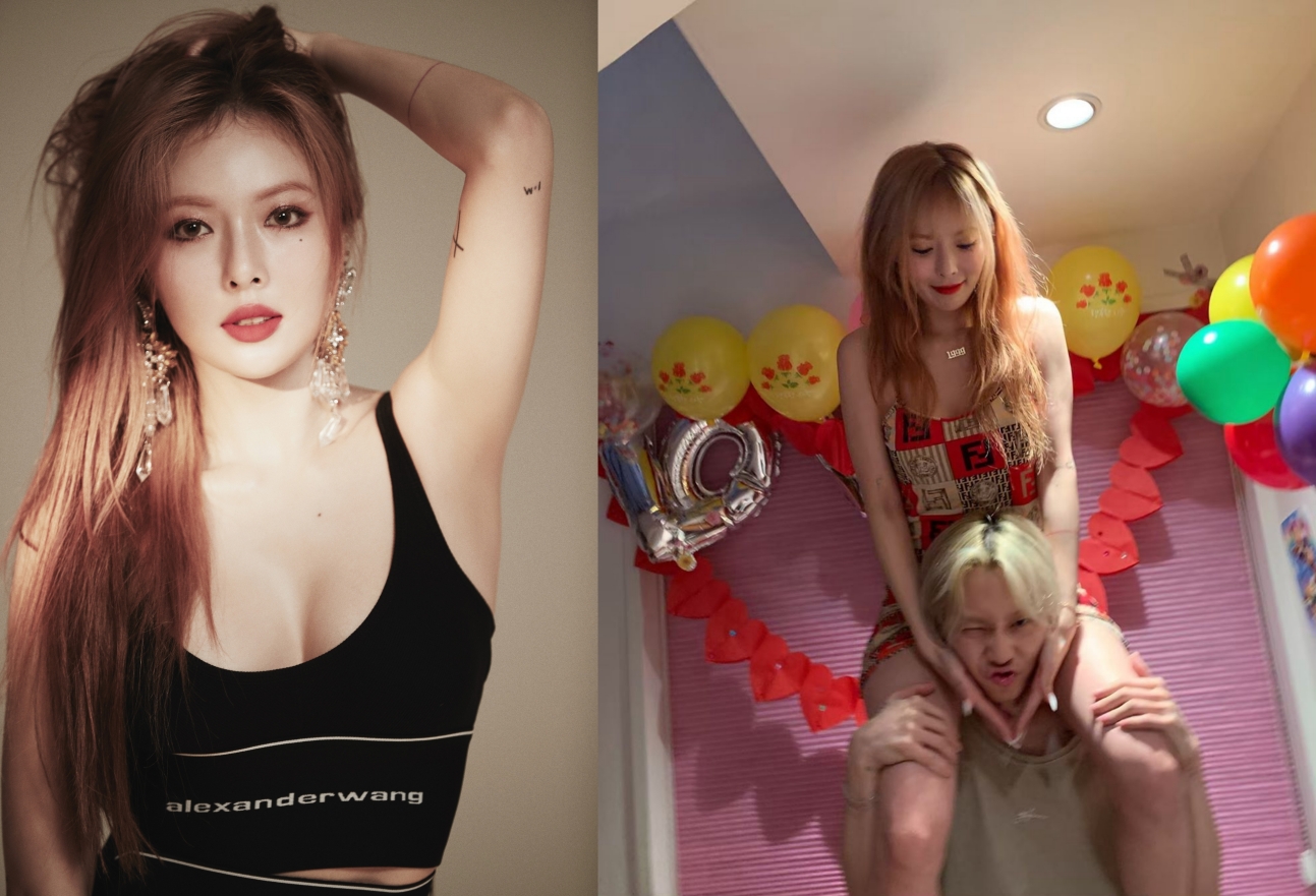 泫雅今（6日）慶祝27歲生日與男友E’Dawn晒恩愛，她將於下月在高雄音樂節登場表演。（左圖寬寬整合行銷提供，右圖翻攝自泫雅IG）