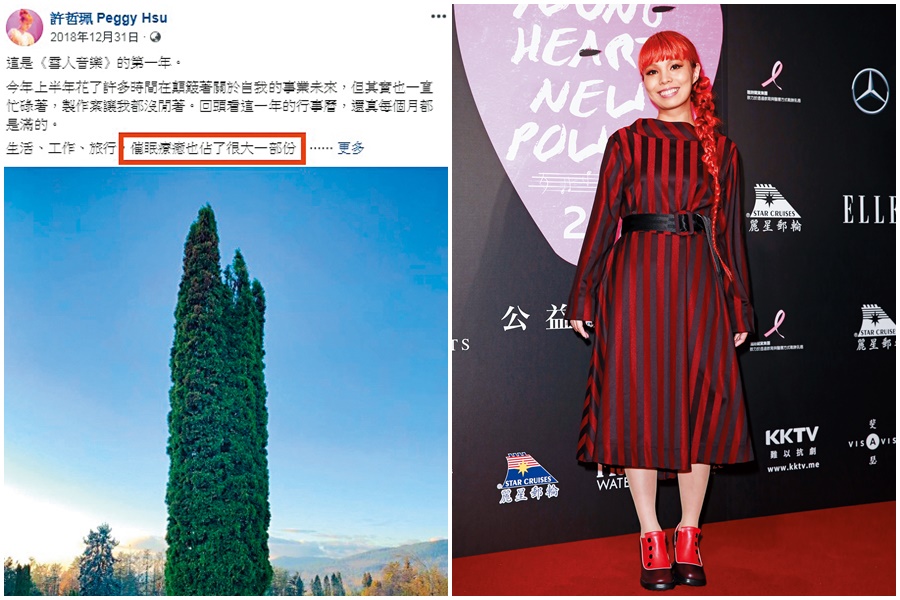 許哲珮靠著一曲〈氣球〉成名，也曾入圍金曲獎歌后，現在還多了「催眠治療師」的身分。（左圖翻攝自許哲珮臉書）