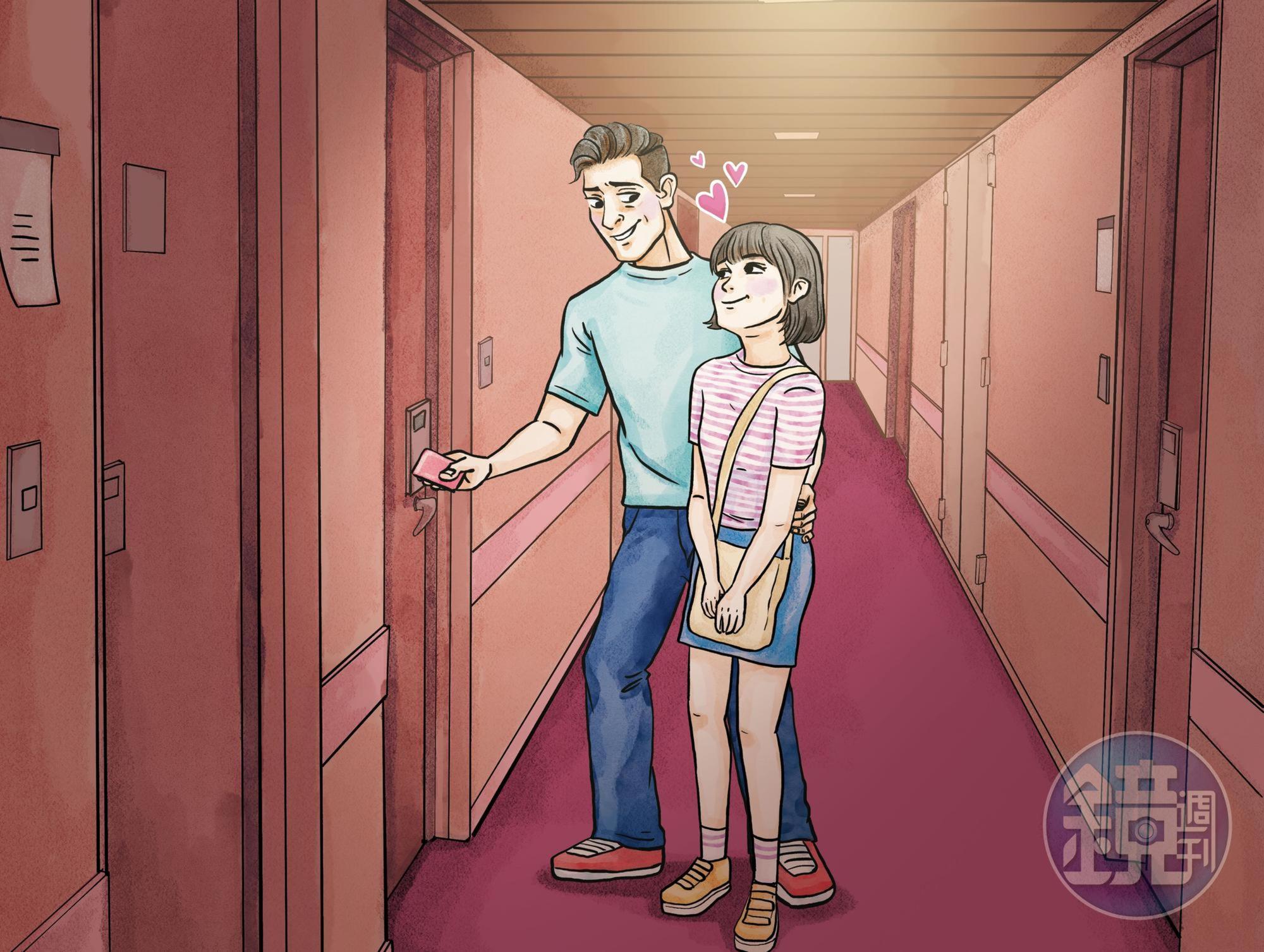 擔任自行車社團輔導員的蕭男,與年僅13歲的小敏到賓館開房間,房資還由女生支付。