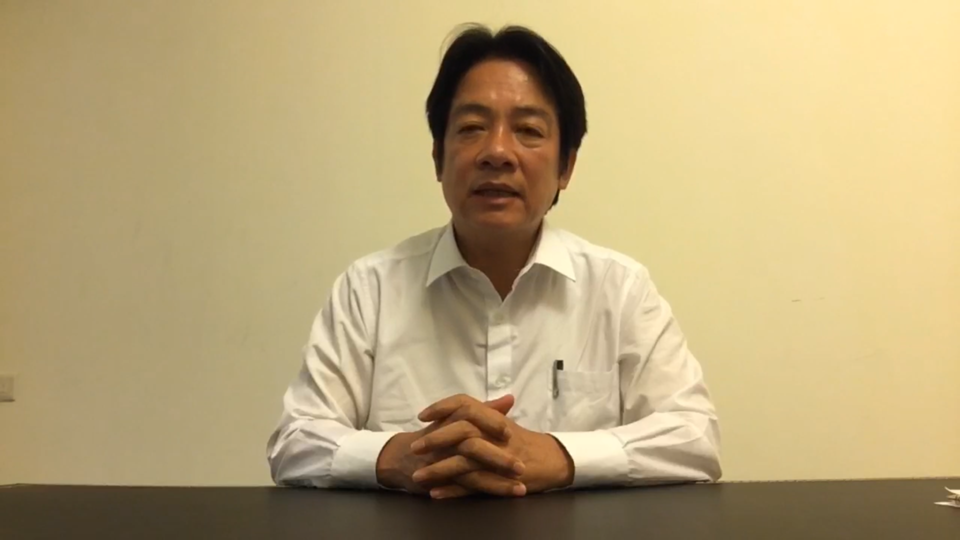 賴清德今(12日)下午開直播聲援香港反送中訴求。(翻攝賴清德臉書)
