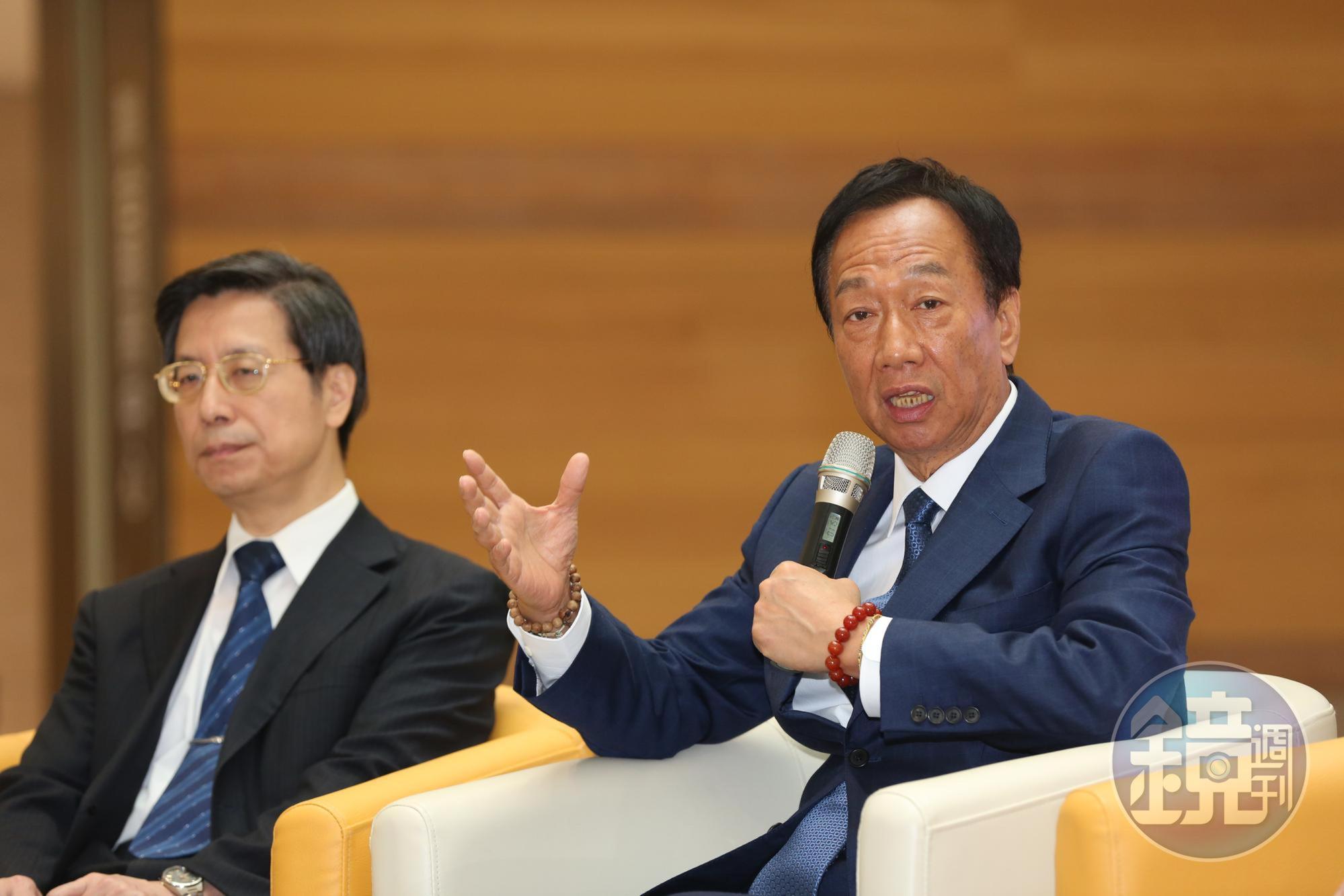 郭台銘表示，發生在香港的反送中衝突持續升高，堅定表示香港實施的一國兩制是失敗的。