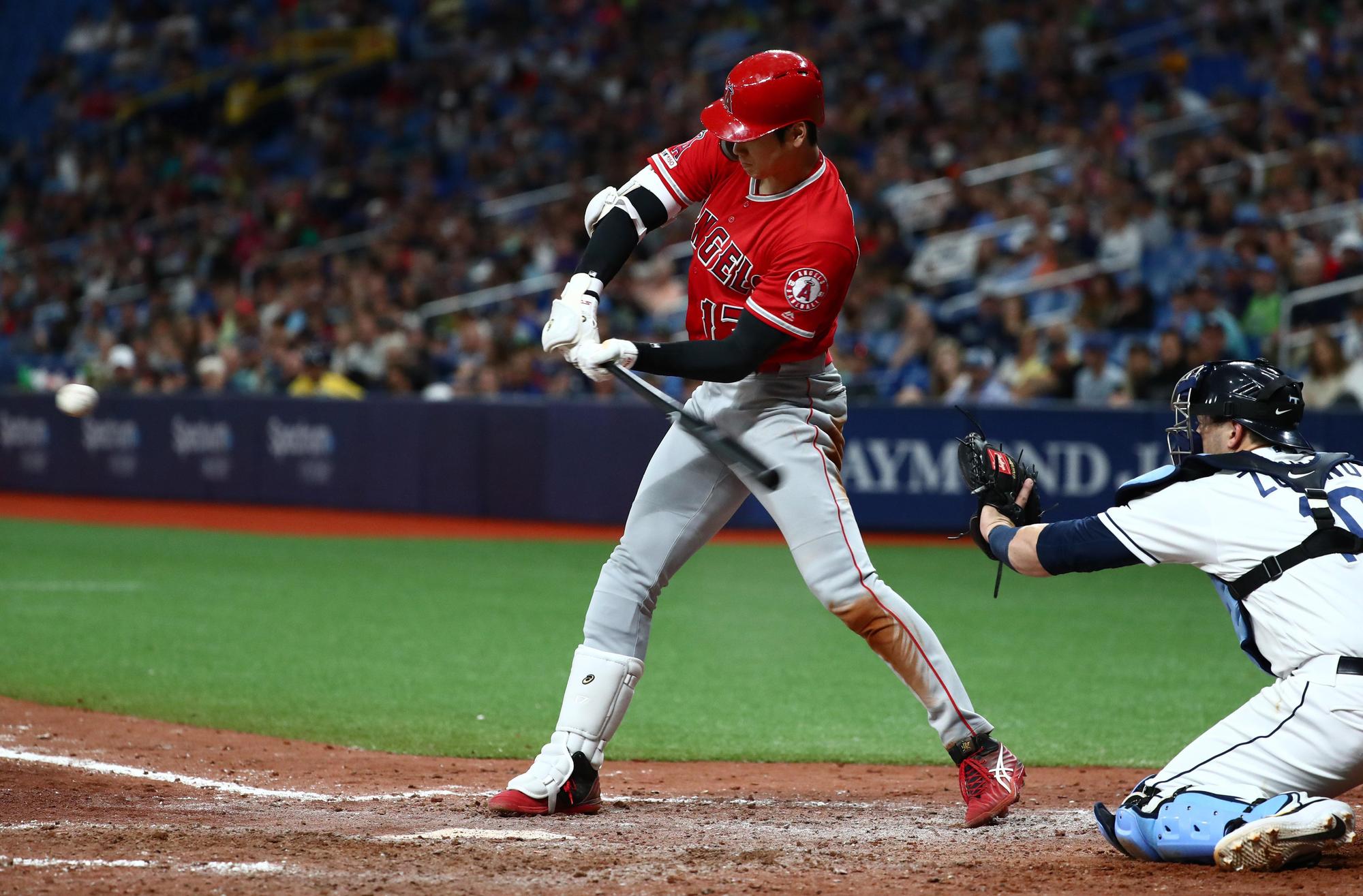 大谷翔平手感相當火燙,敲出全壘打、二壘打、三壘打、一壘打,成為MLB史上首位完成「完全打擊」的日籍球星。(東方IC)