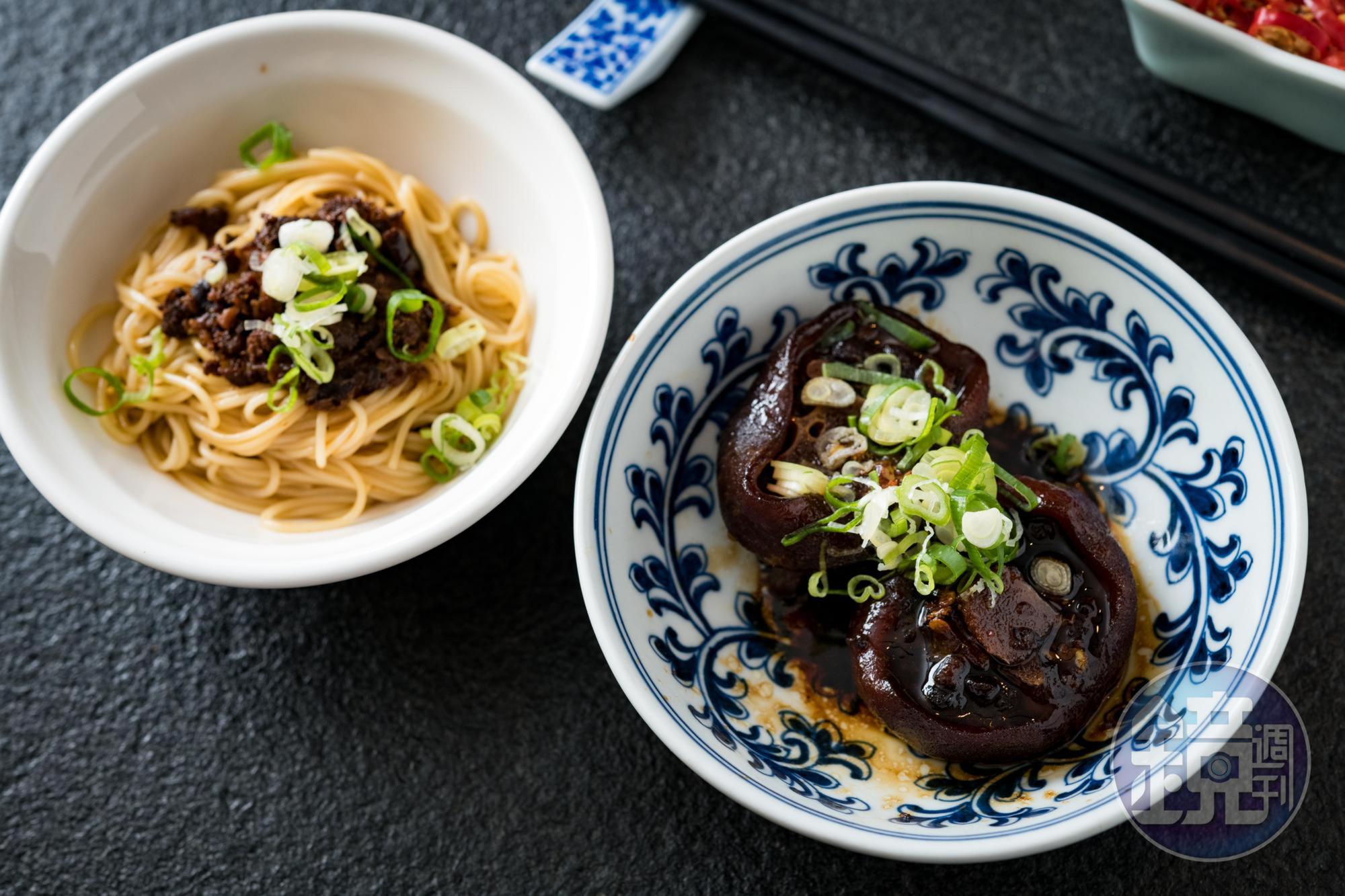「帝王椒香燉牛尾」及「和牛萃肉椒麻拌麵」香麻入味。（5,000元雙人套餐內容）