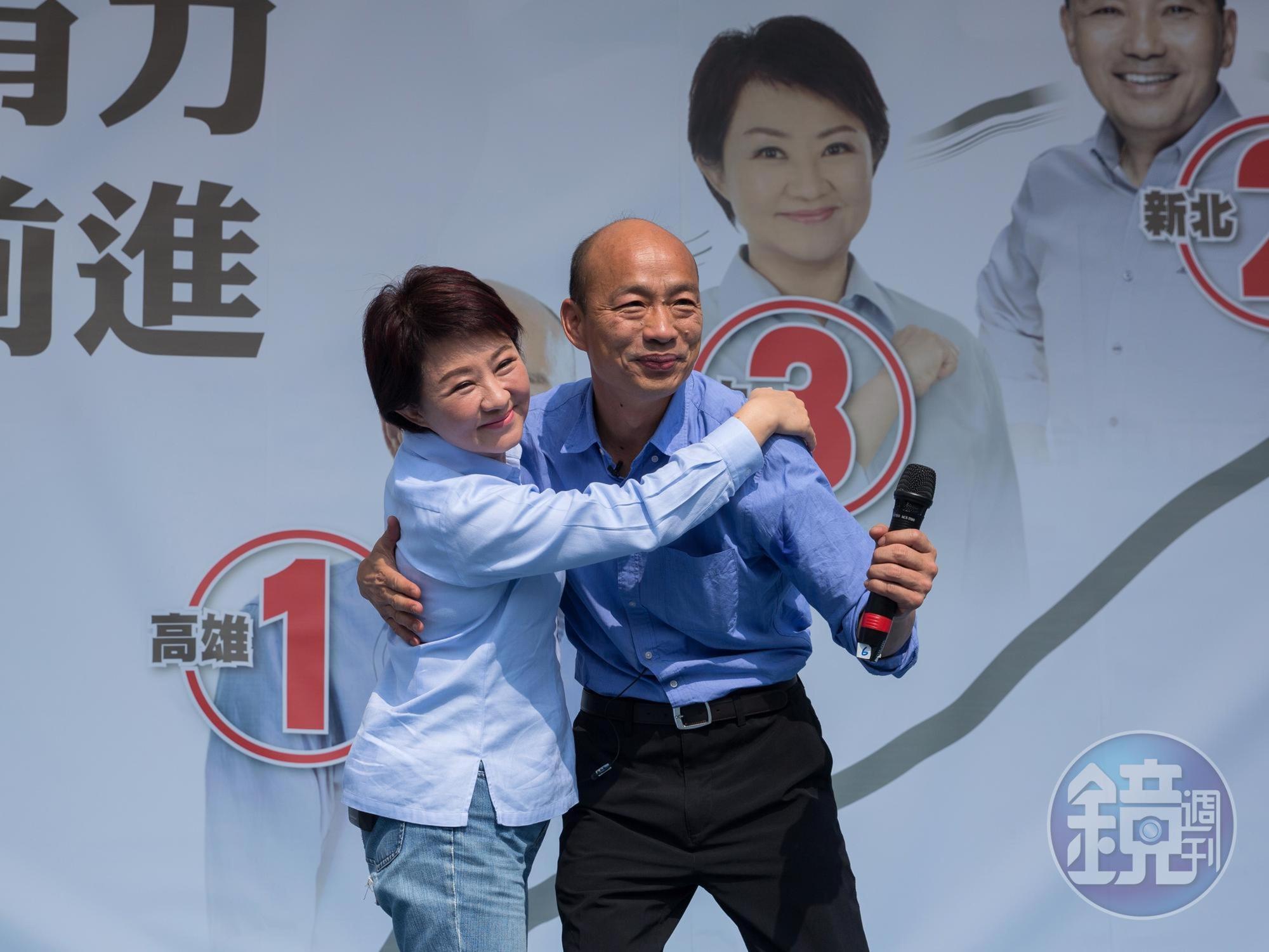 台中市長盧秀燕（左）將不出席高雄市長韓國瑜22日在台中的造勢大會。